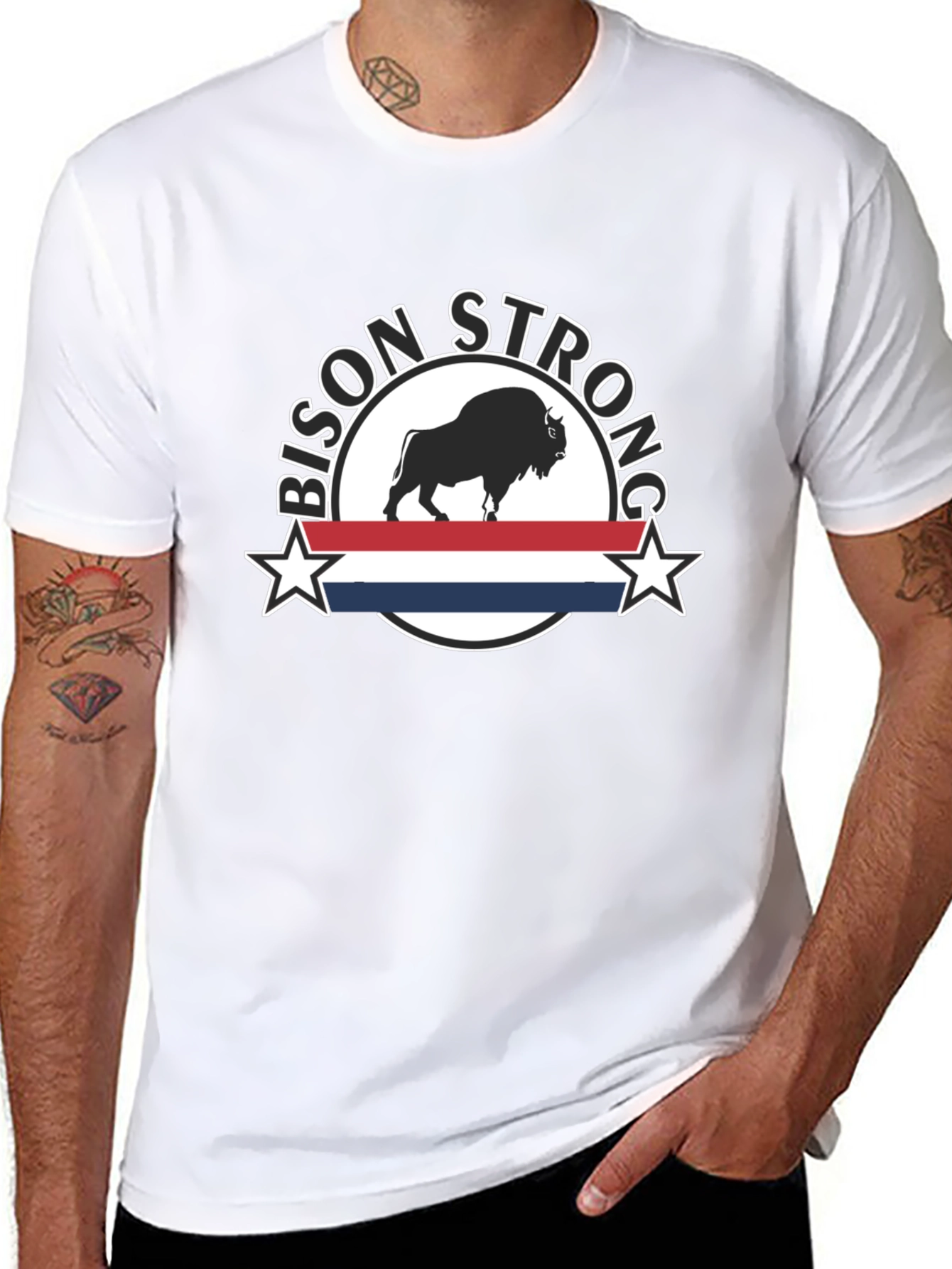 Bison Strong Graphic Tee - Black Unisex T-Shirt