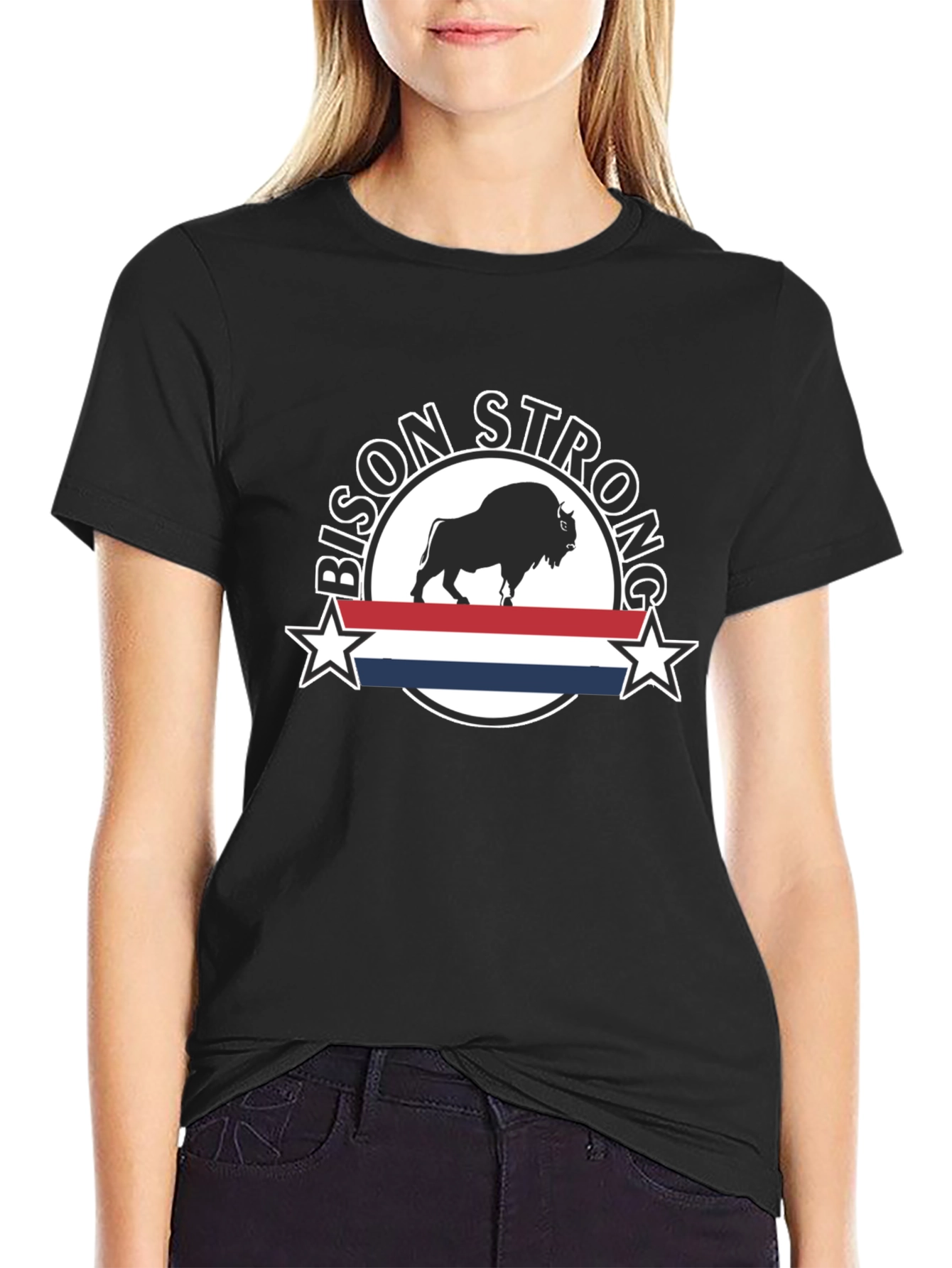 Bison Strong Graphic Tee - Black Unisex T-Shirt