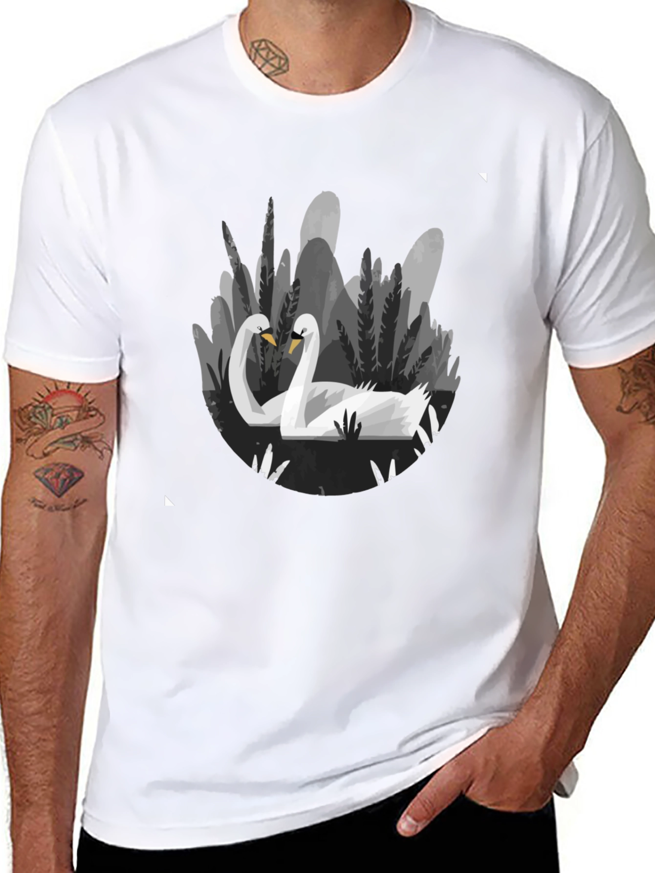 Swan Lake Graphic Tee - Stylish Black T-Shirt