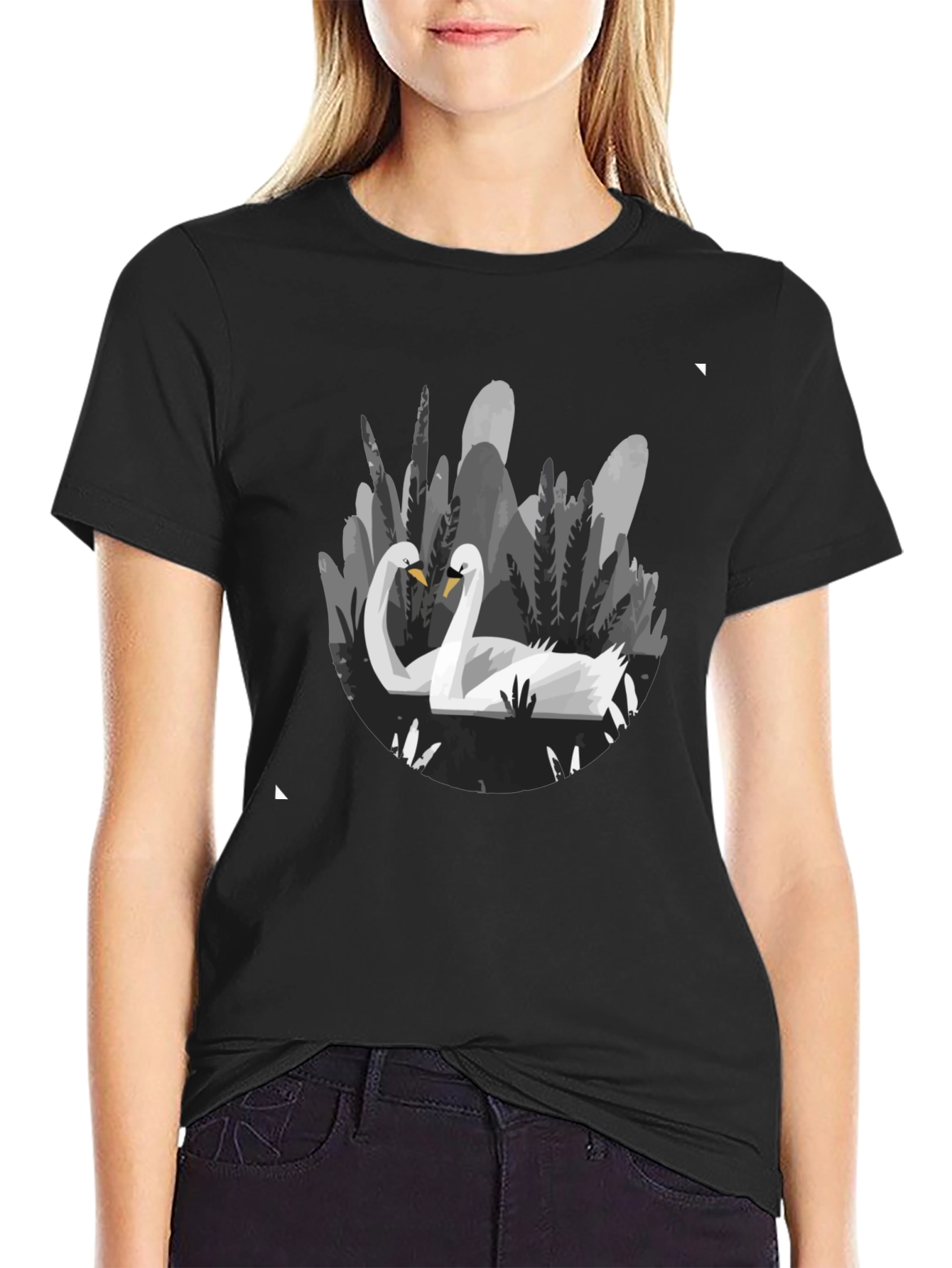 Swan Lake Graphic Tee - Stylish Black T-Shirt