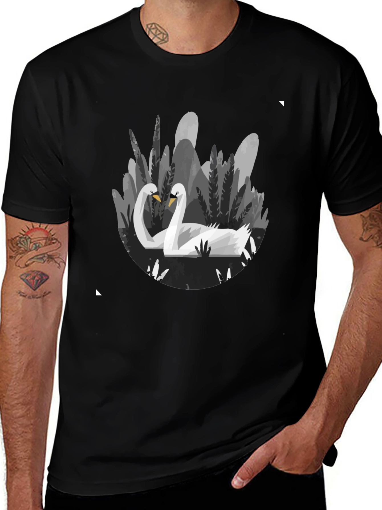 Swan Lake Graphic Tee - Stylish Black T-Shirt