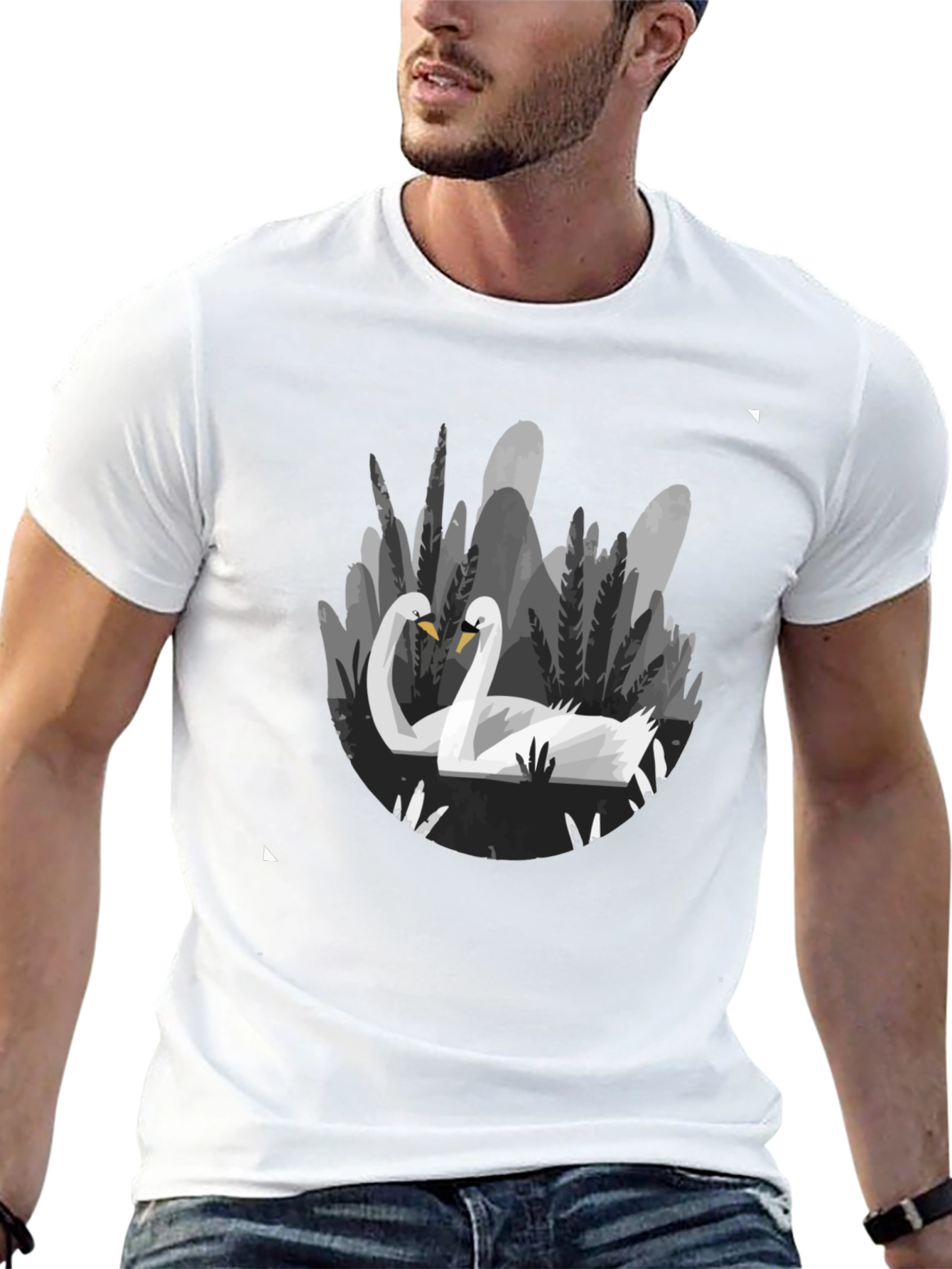 Swan Lake Graphic Tee - Stylish Black T-Shirt