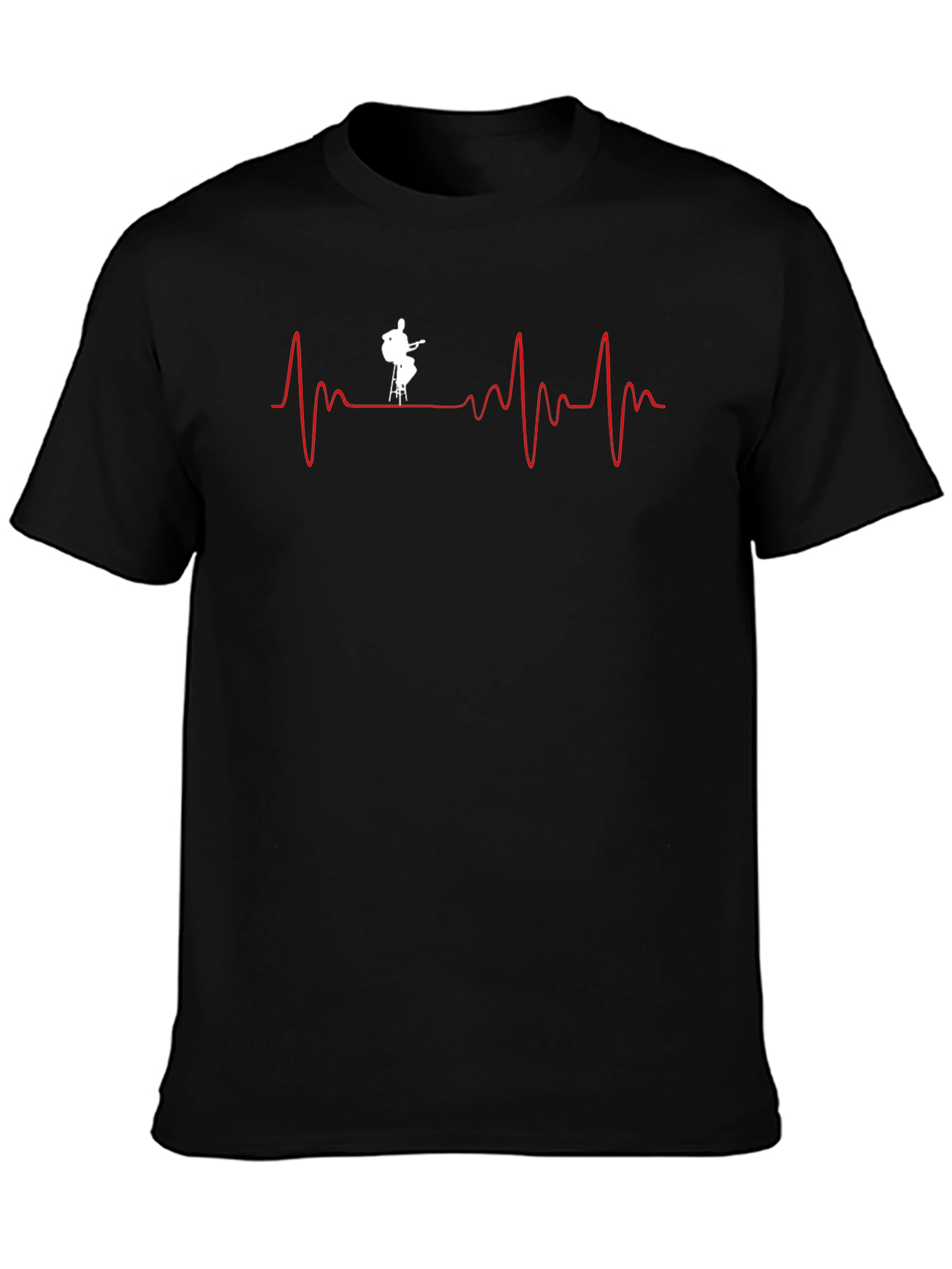 Musician Heartbeat Graphic Tee - Black