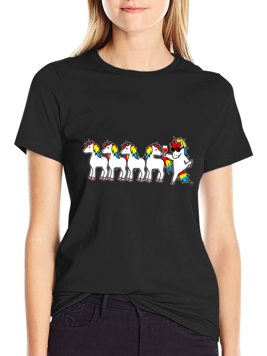 Unicorn Wine Lover T-Shirt - Black Crew Neck