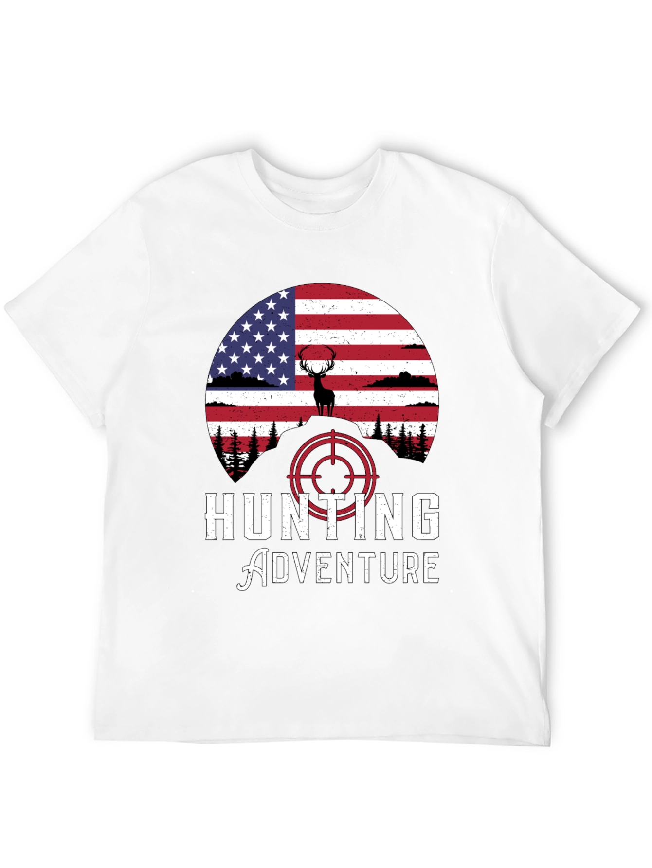 Hunting Adventure Tee - USA Flag Deer Graphic