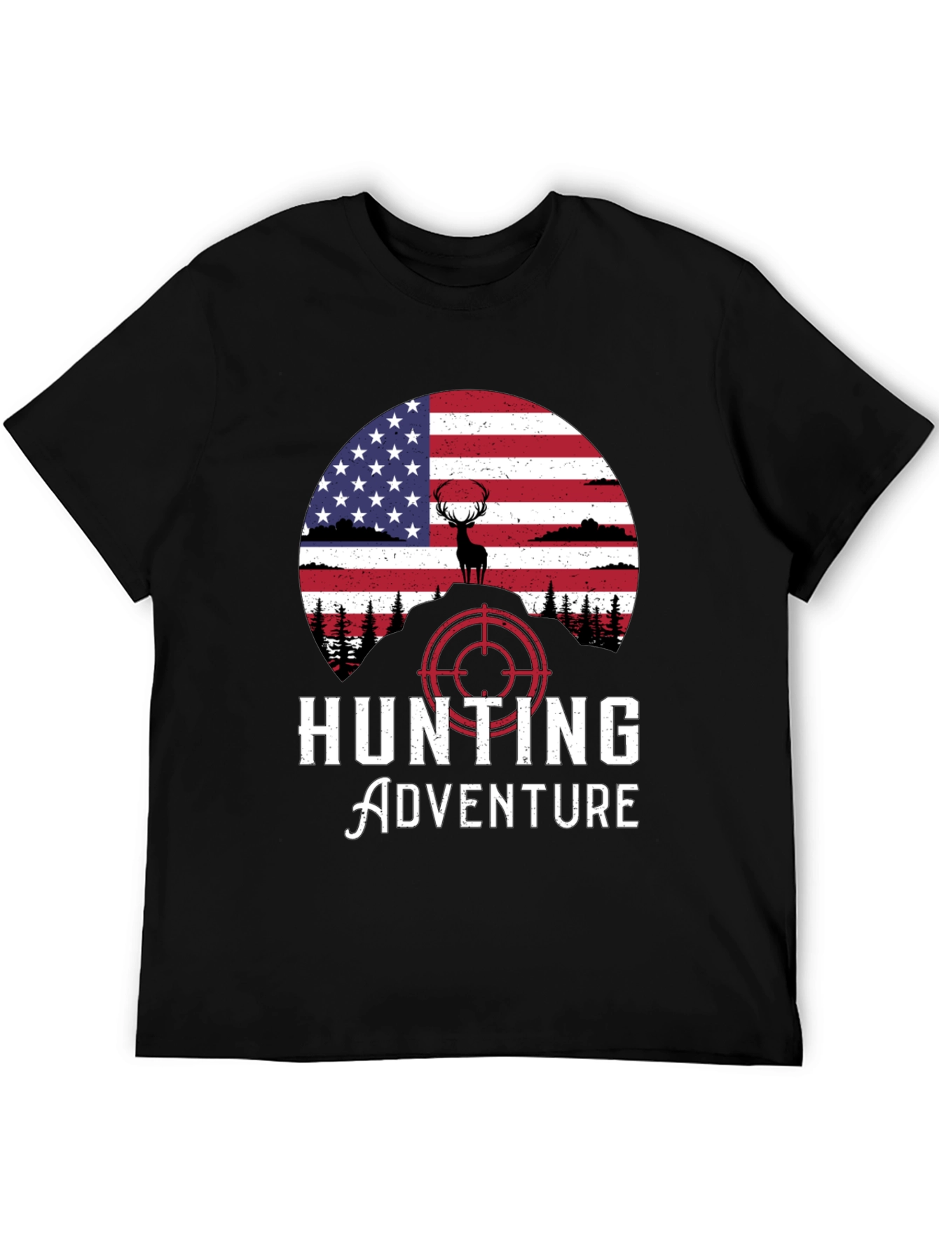 Hunting Adventure Tee - USA Flag Deer Graphic