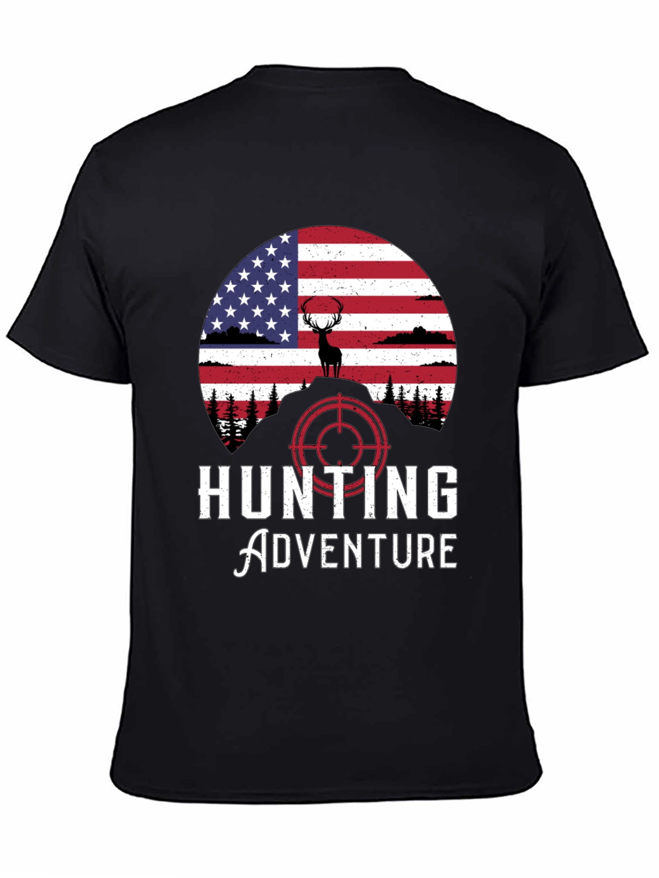 Hunting Adventure Tee - USA Flag Deer Graphic