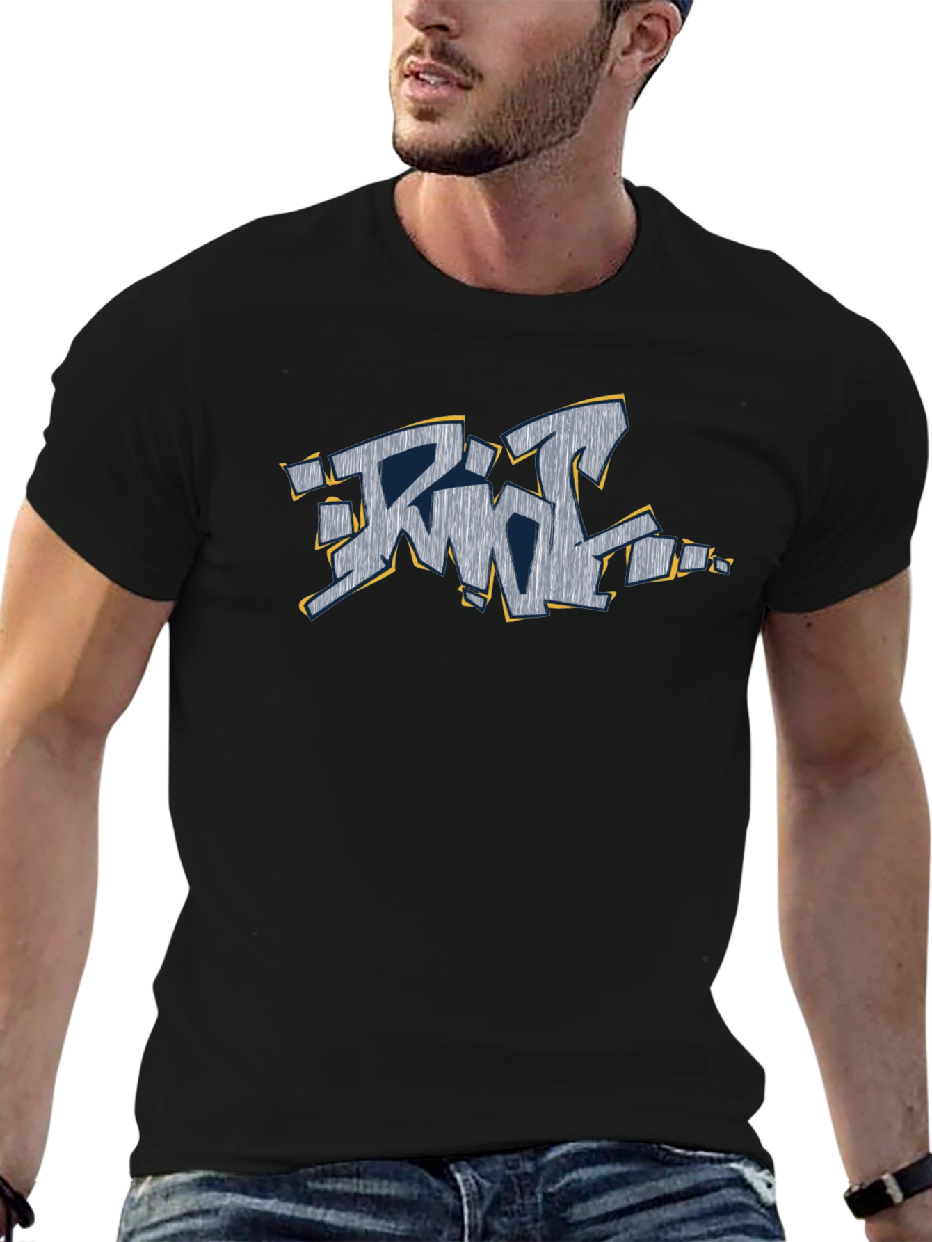 Graffiti Style Graphic T-Shirt - Black