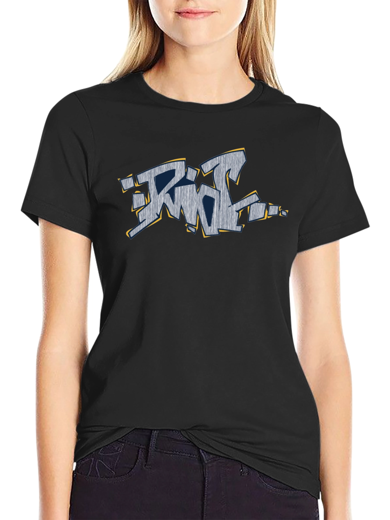 Graffiti Style Graphic T-Shirt - Black