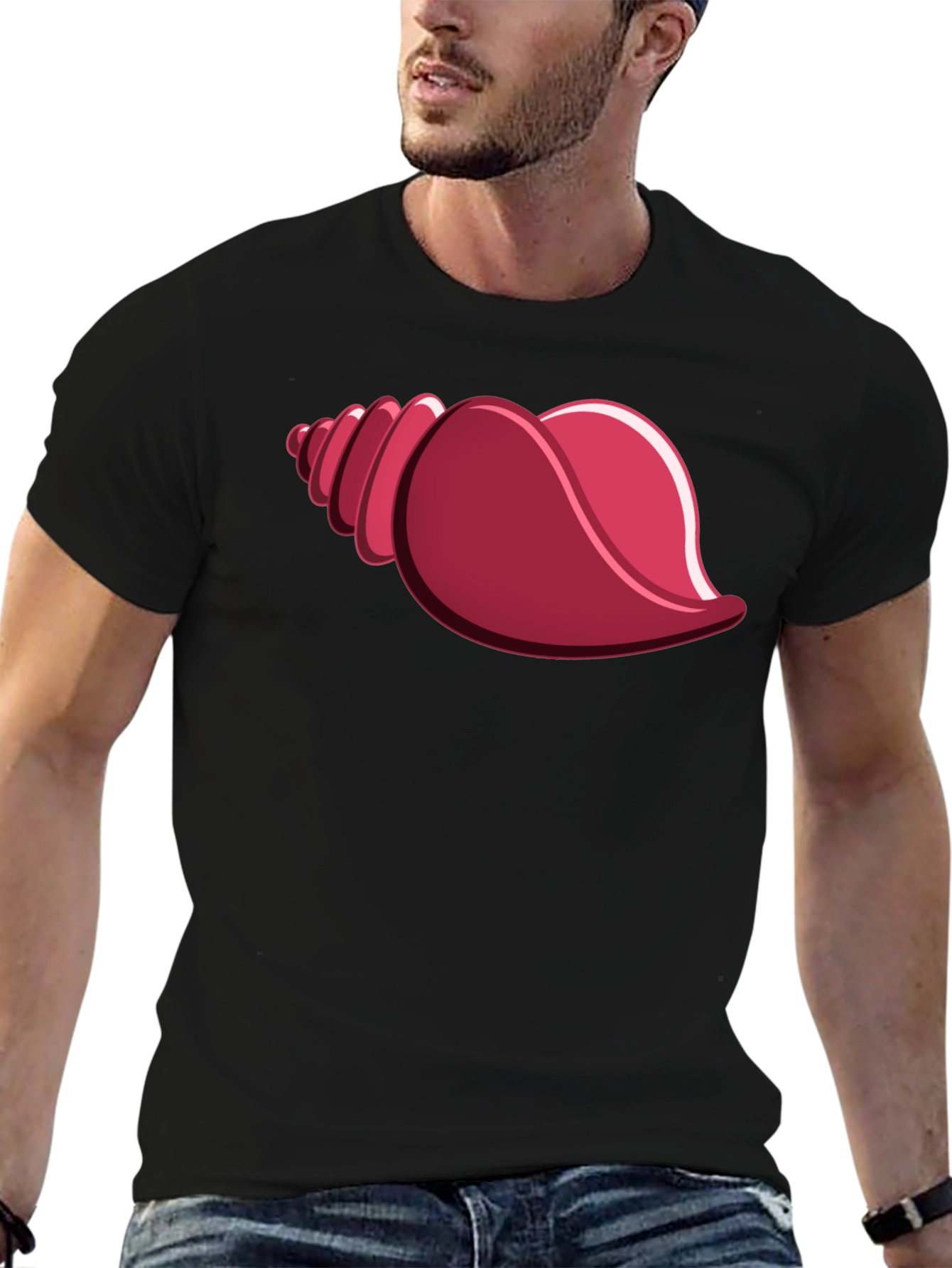 Seashell Graphic Tee - Casual Black T-Shirt