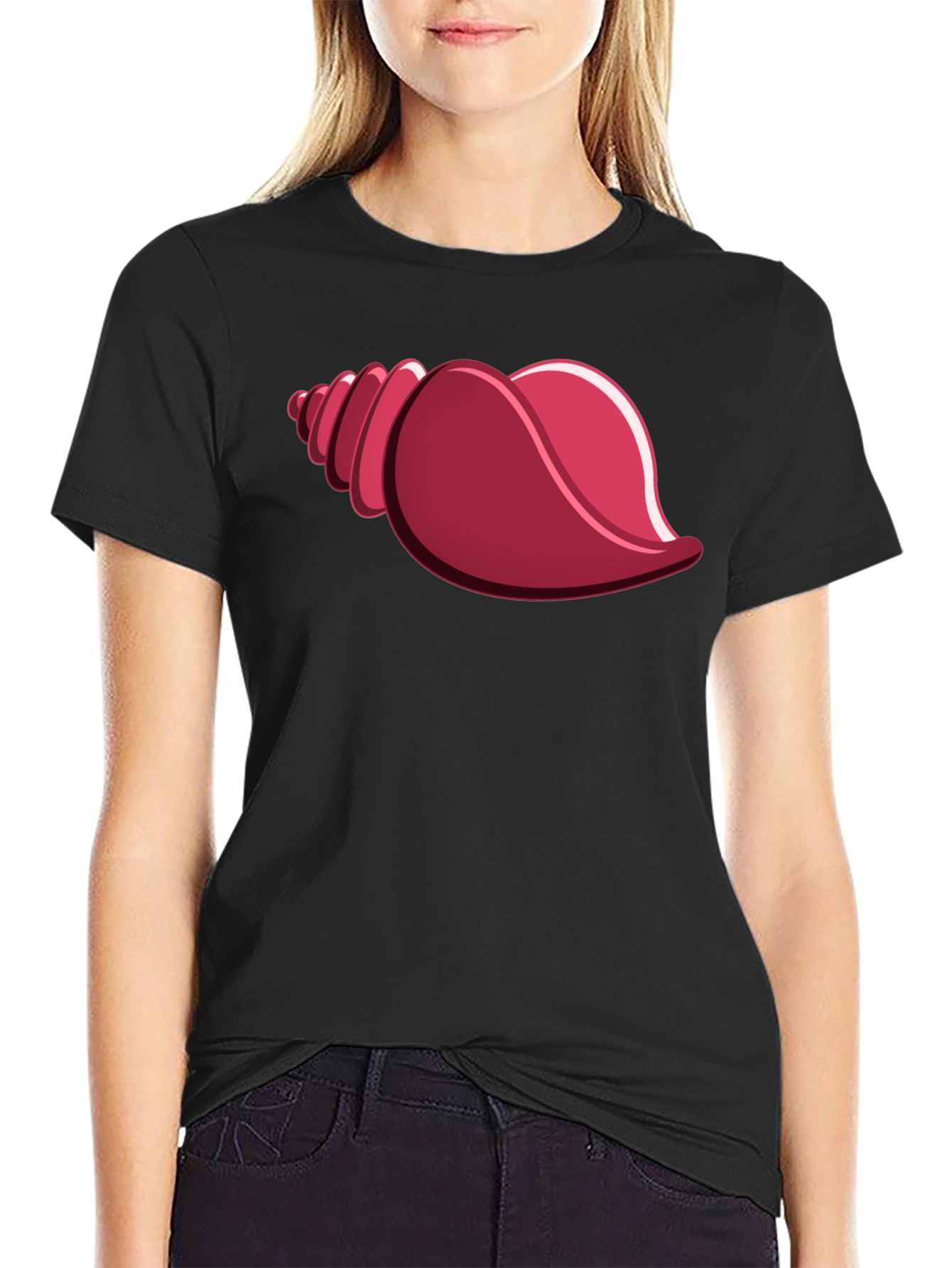 Seashell Graphic Tee - Casual Black T-Shirt