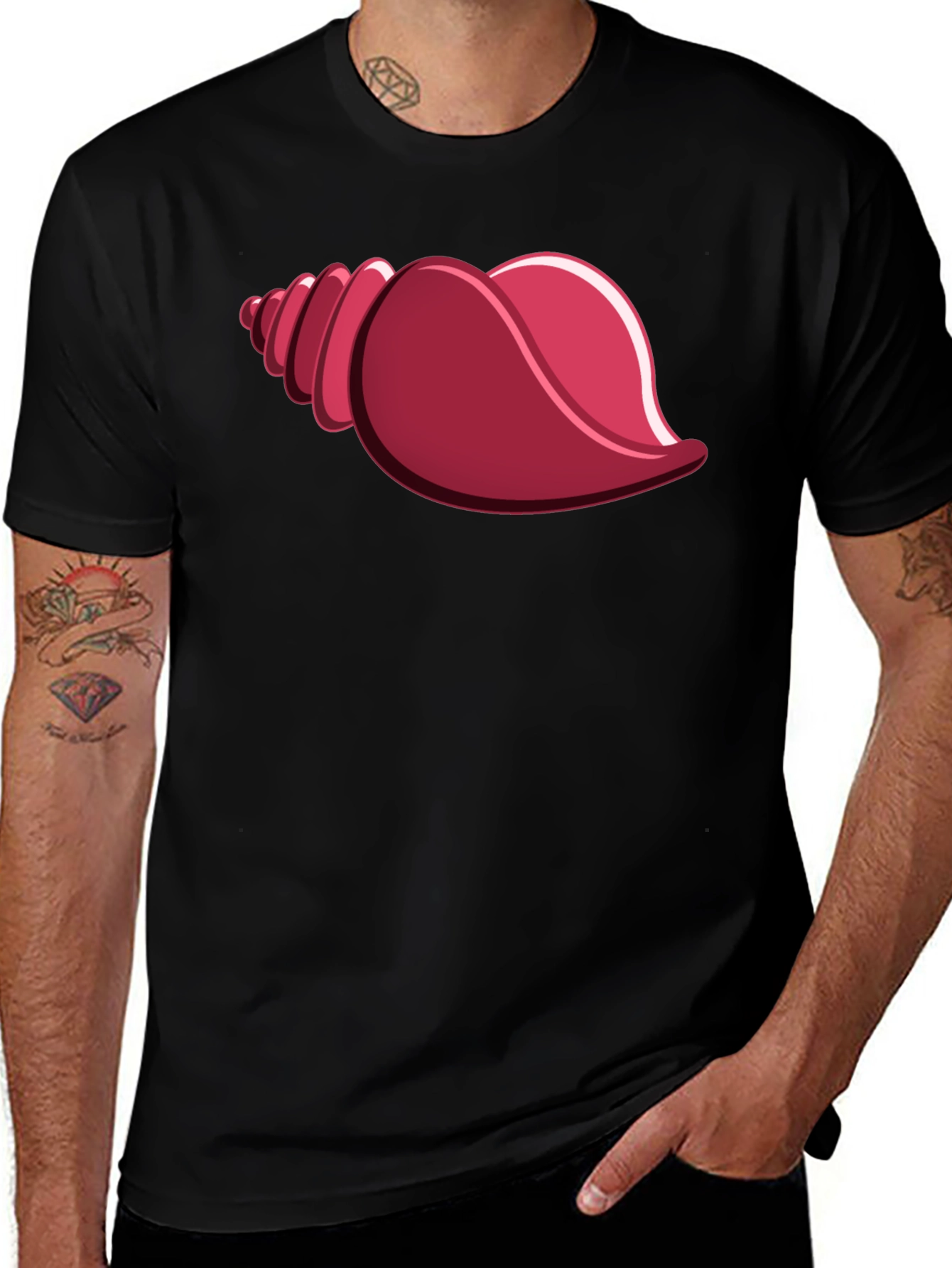 Seashell Graphic Tee - Casual Black T-Shirt