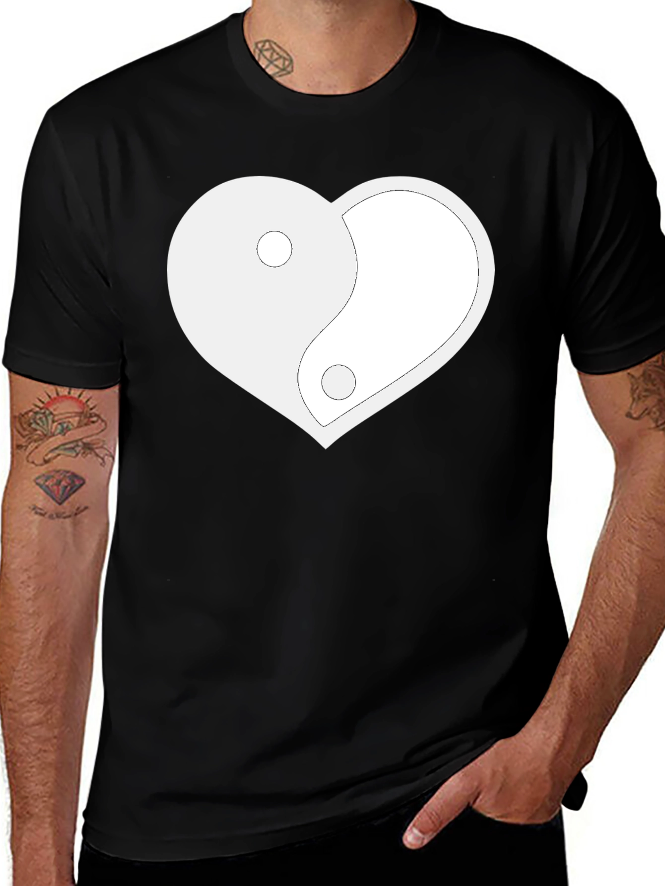 Yin Yang Heart Graphic Tee - Relaxed Fit