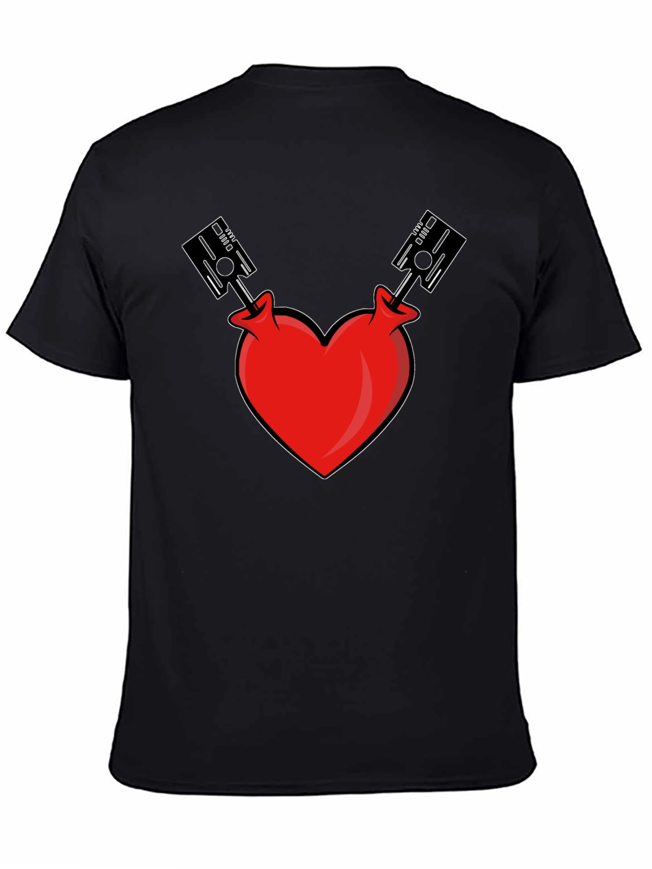 Heart Piston Graphic Tee - Black