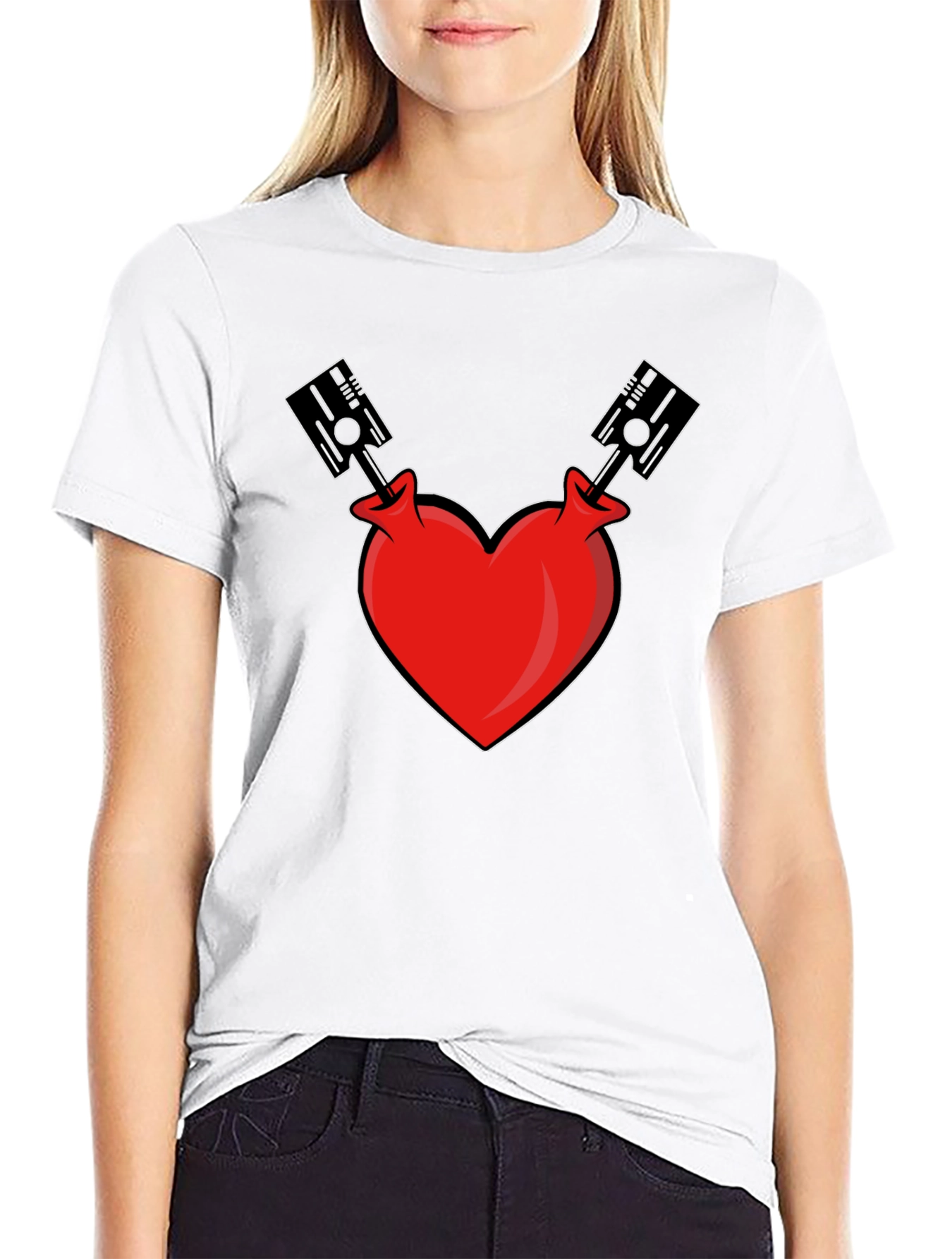 Heart Piston Graphic Tee - Black