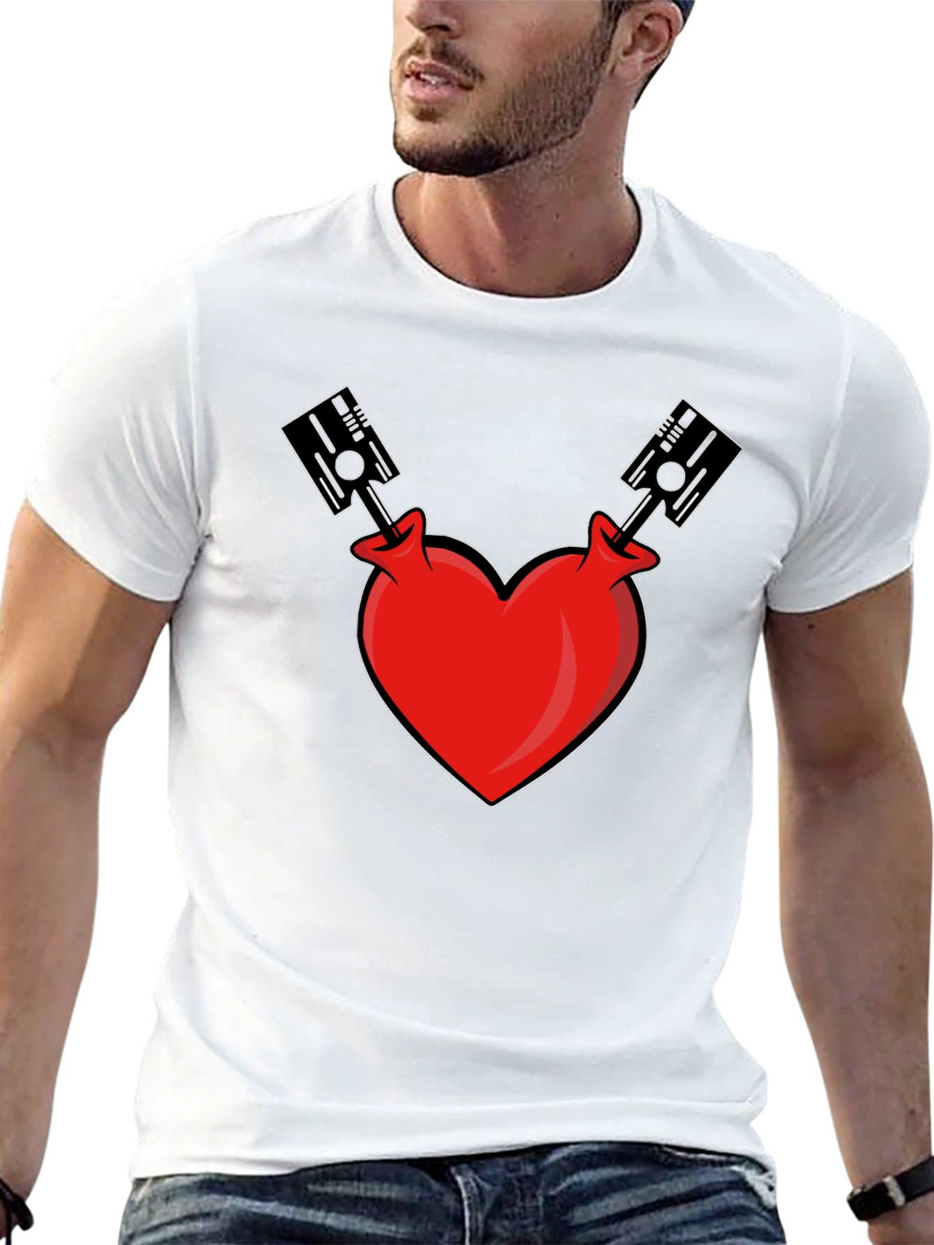 Heart Piston Graphic Tee - Black