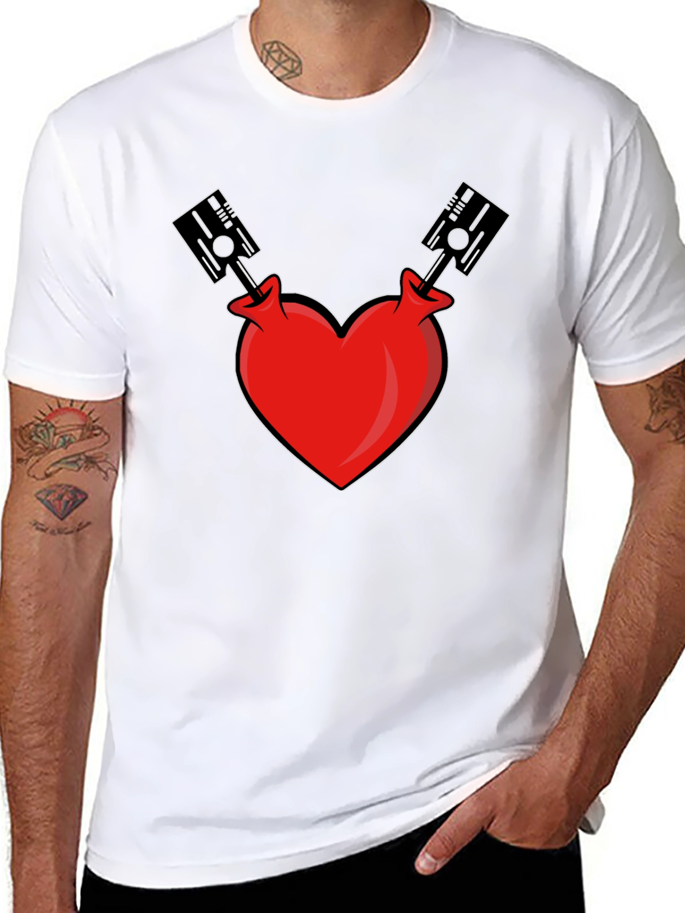Heart Piston Graphic Tee - Black