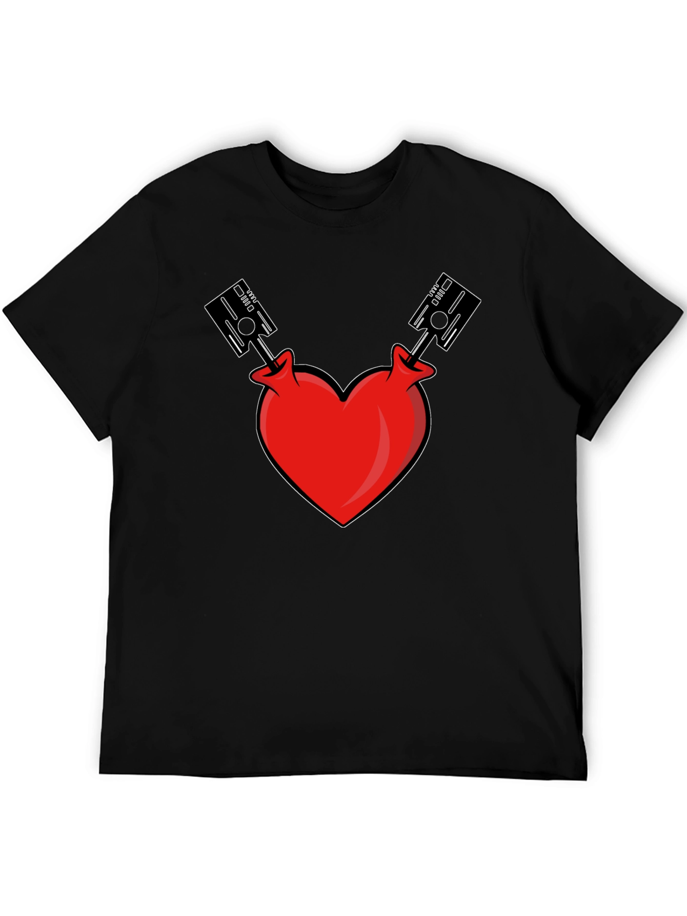 Heart Piston Graphic Tee - Black