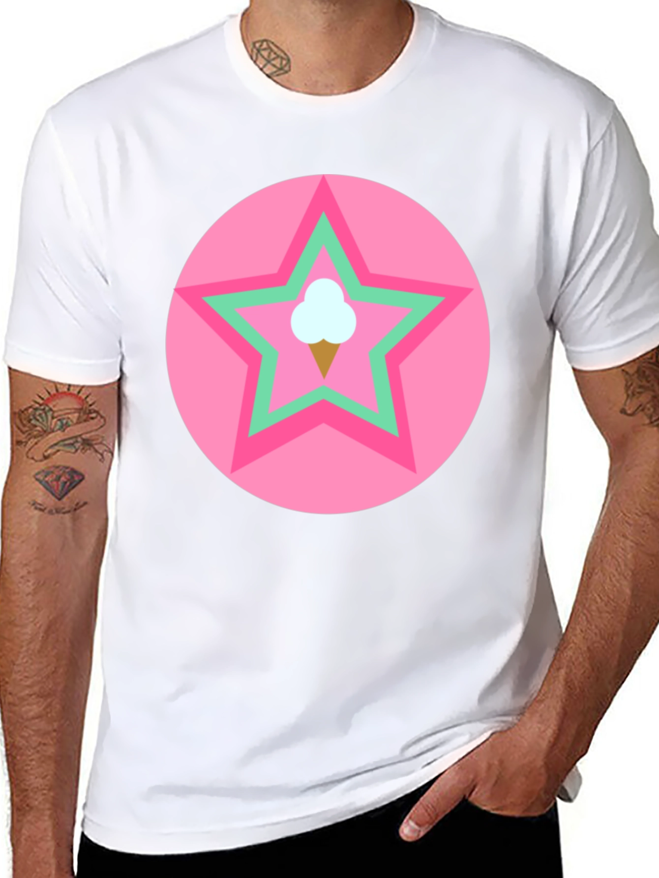 Ice Cream Star Graphic Tee - Black