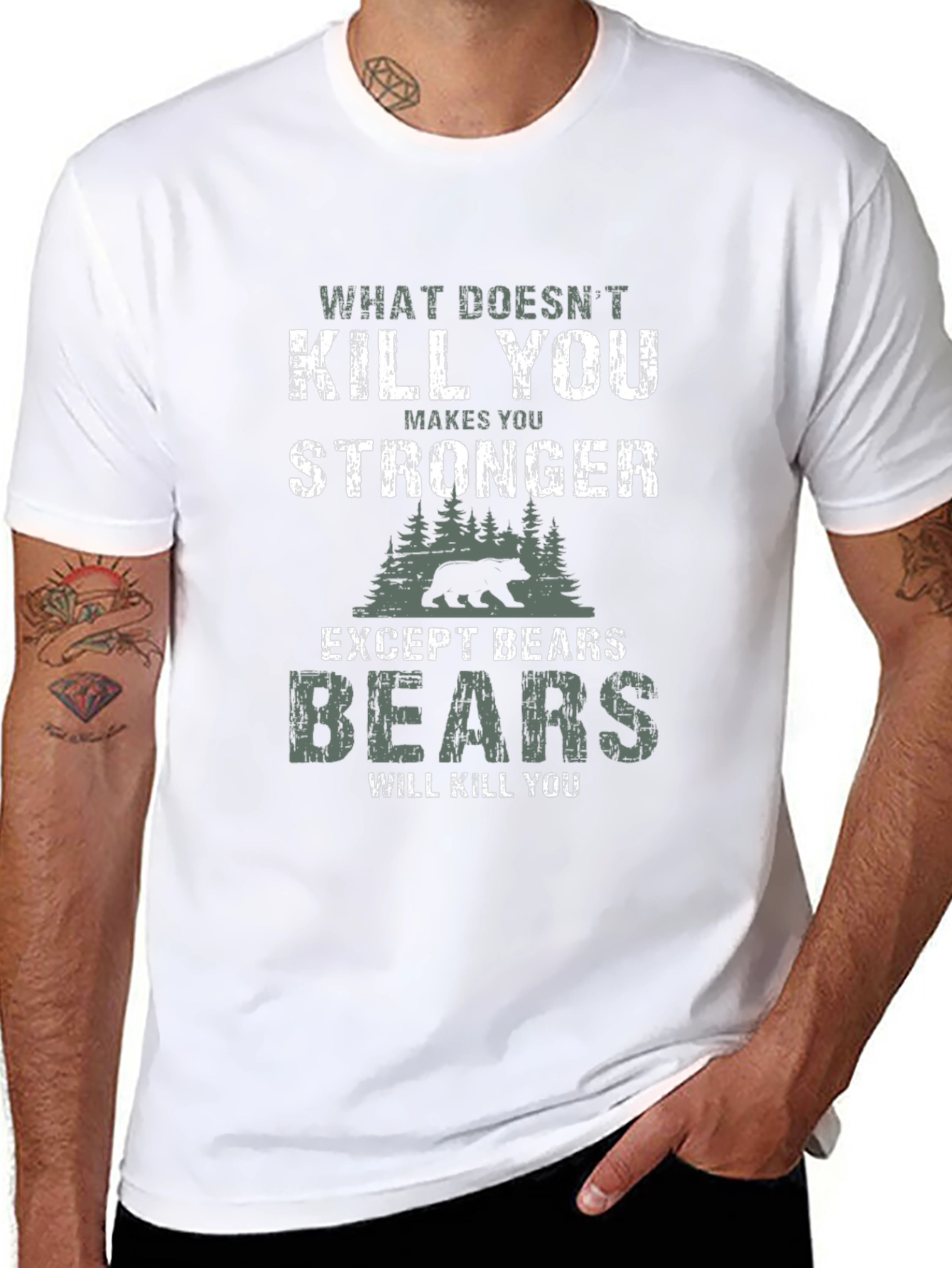 Funny Bear Graphic T-Shirt - What Doesnt Kill You