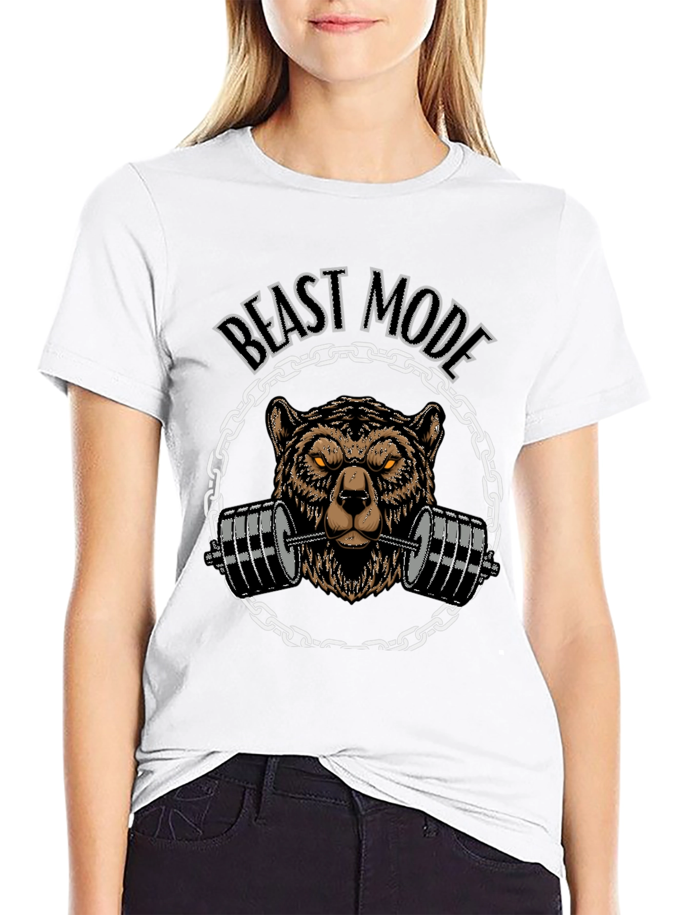 Beast Mode Bear Barbell Black T-Shirt