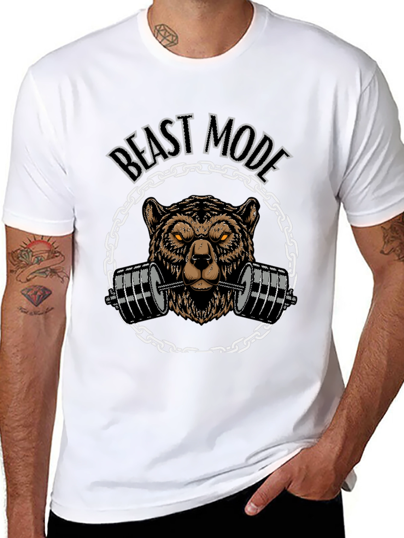 Beast Mode Bear Barbell Black T-Shirt