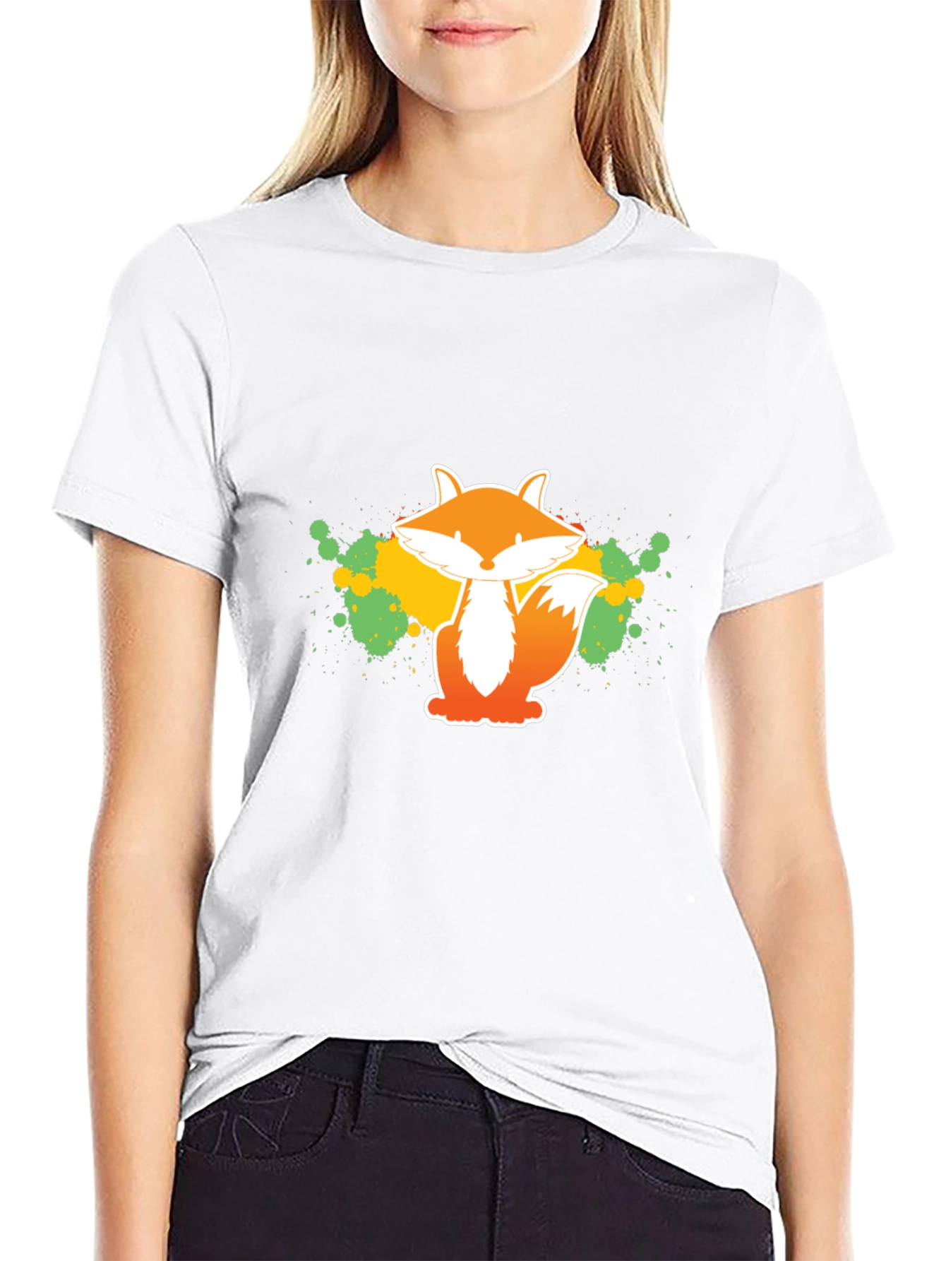Fox Graphic Tee - Artistic Splatter Design