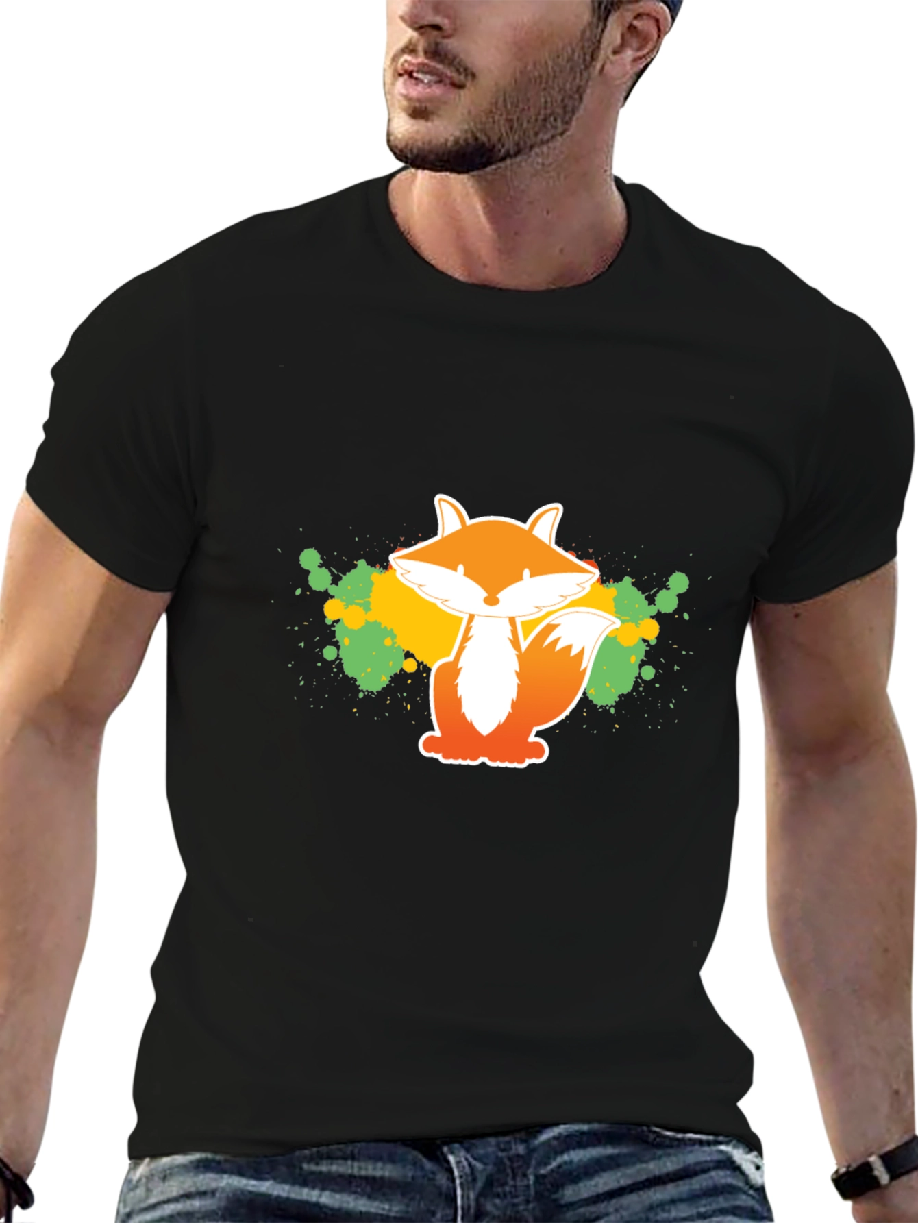 Fox Graphic Tee - Artistic Splatter Design