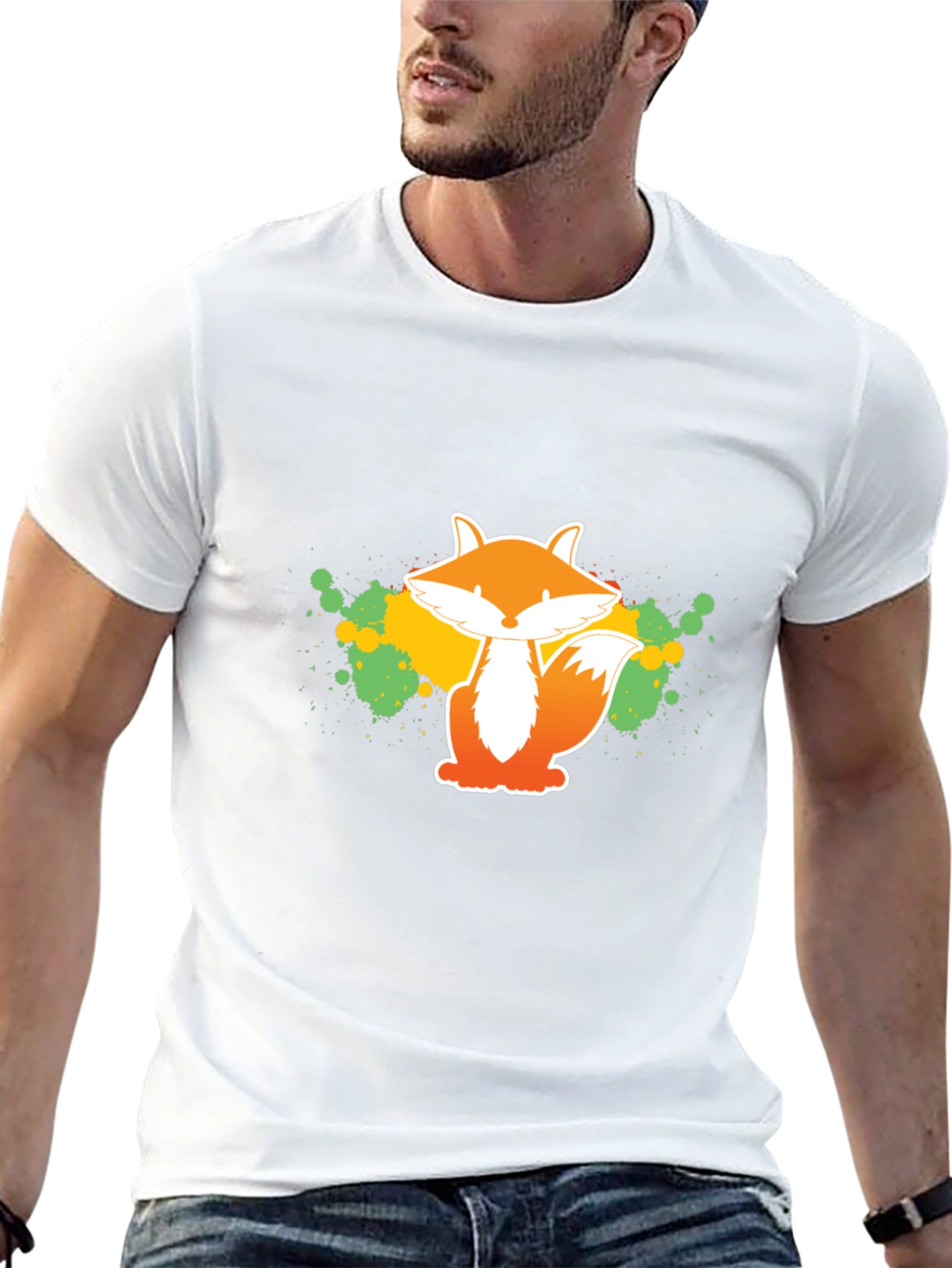 Fox Graphic Tee - Artistic Splatter Design