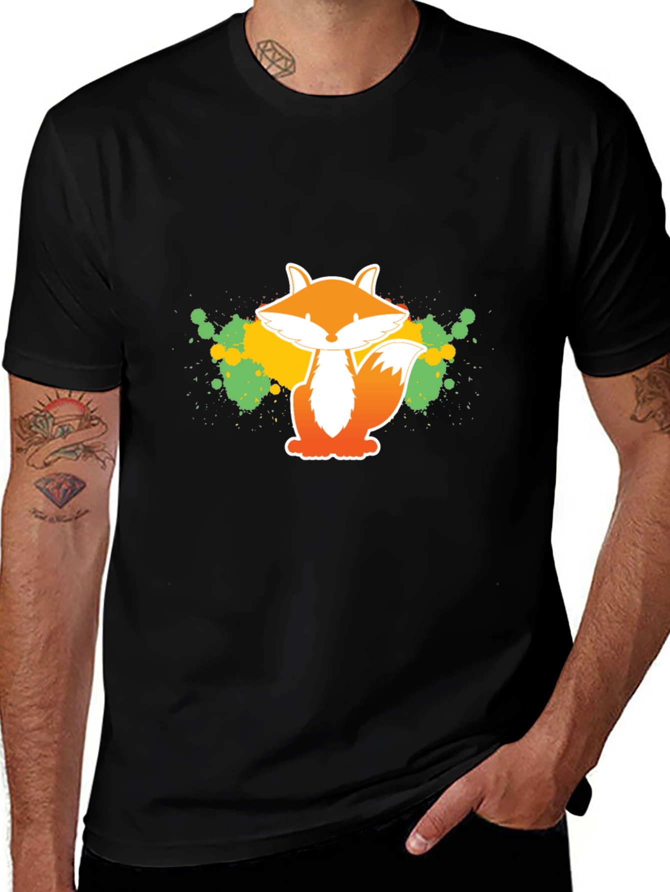 Fox Graphic Tee - Artistic Splatter Design