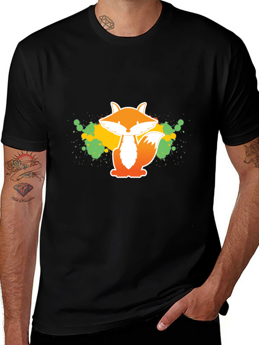 Fox Graphic Tee - Artistic Splatter Design