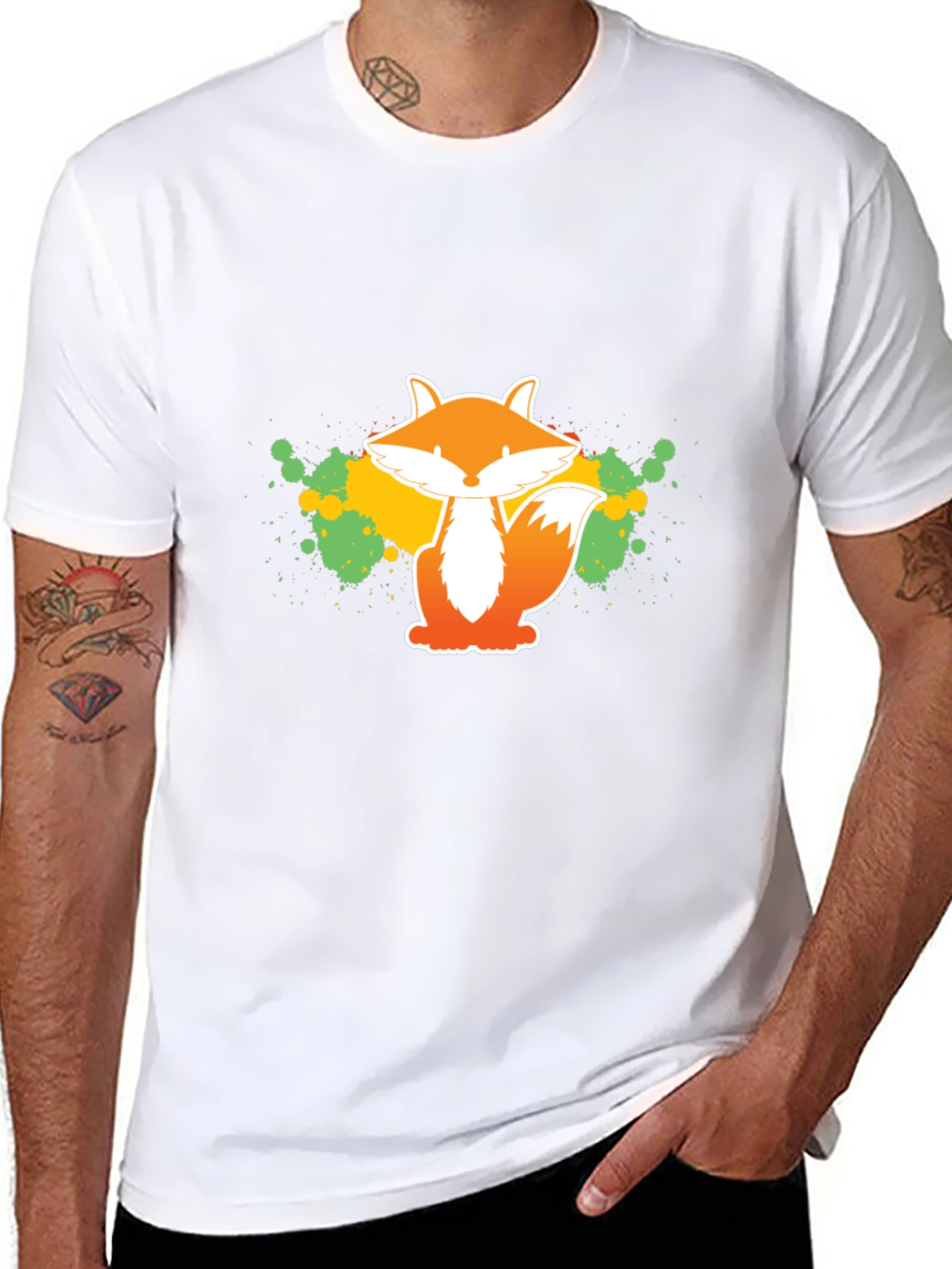 Fox Graphic Tee - Artistic Splatter Design
