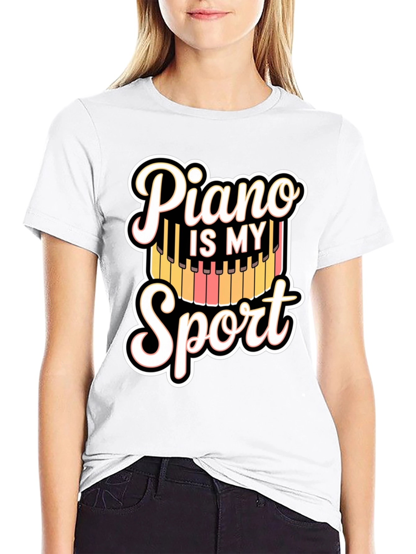 Piano Is My Sport Black T-Shirt
