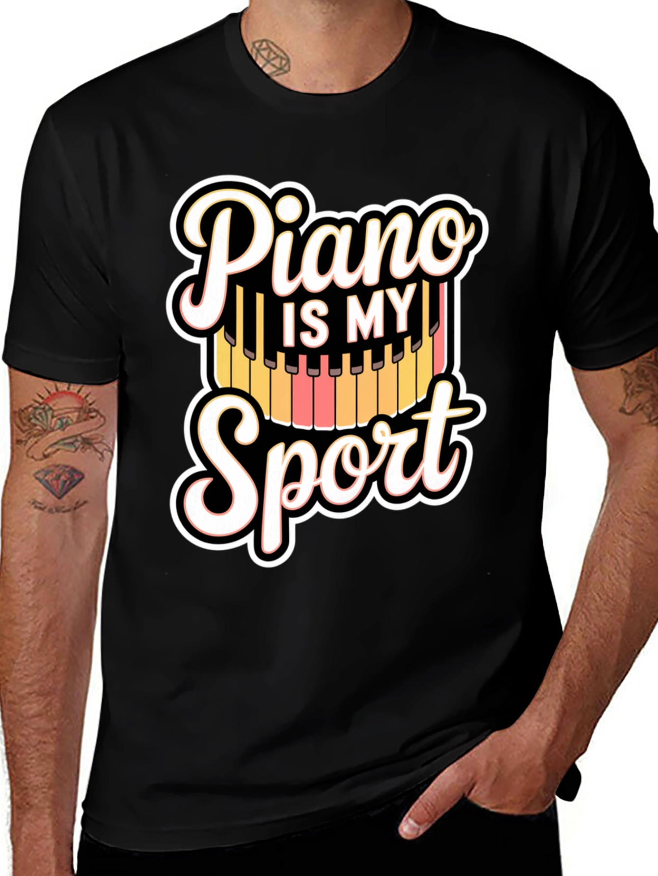 Piano Is My Sport Black T-Shirt