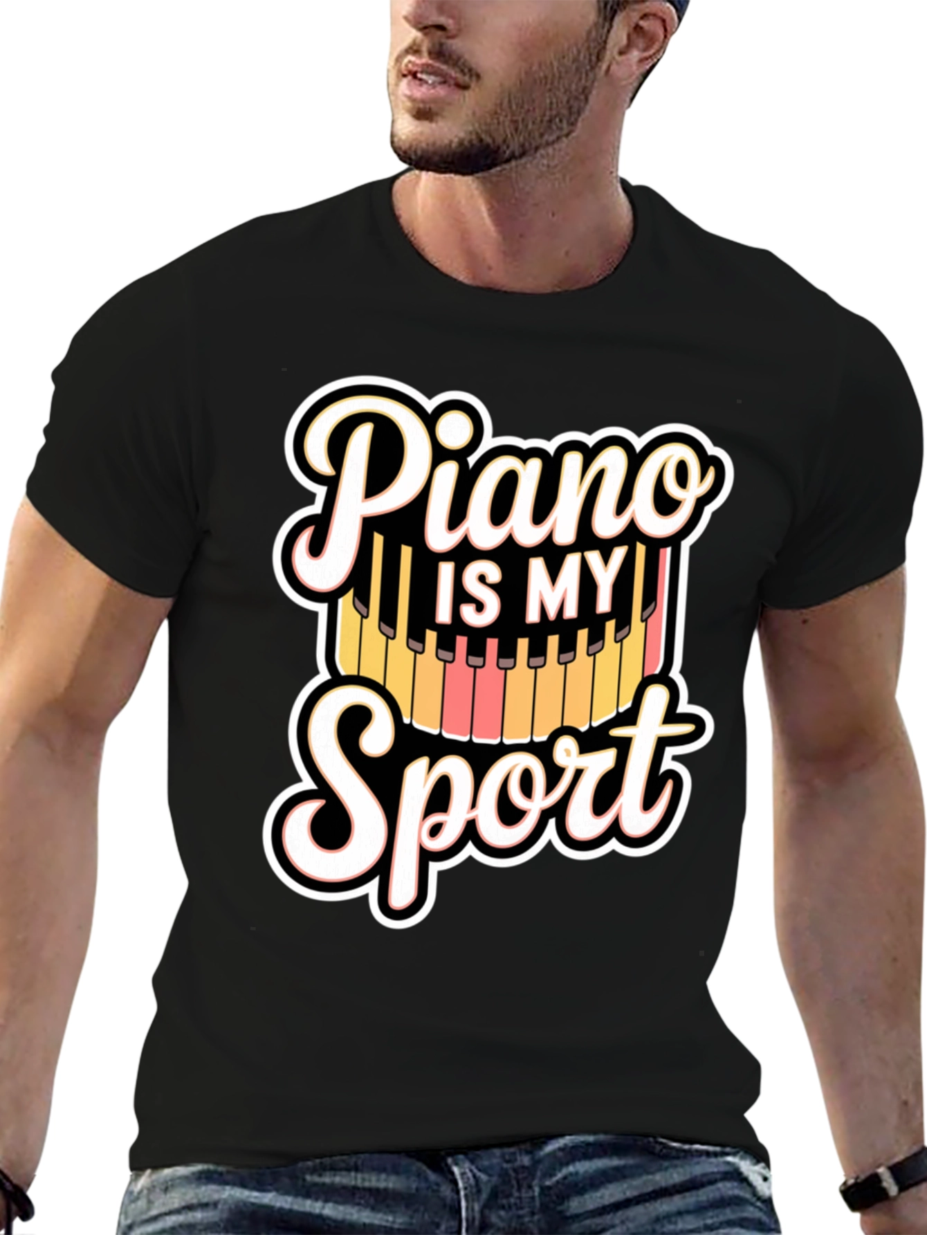 Piano Is My Sport Black T-Shirt