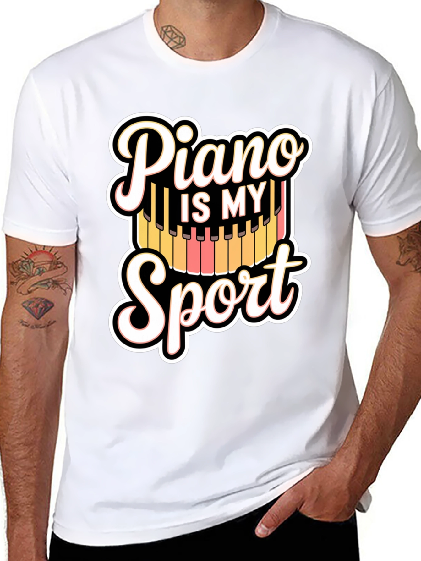 Piano Is My Sport Black T-Shirt