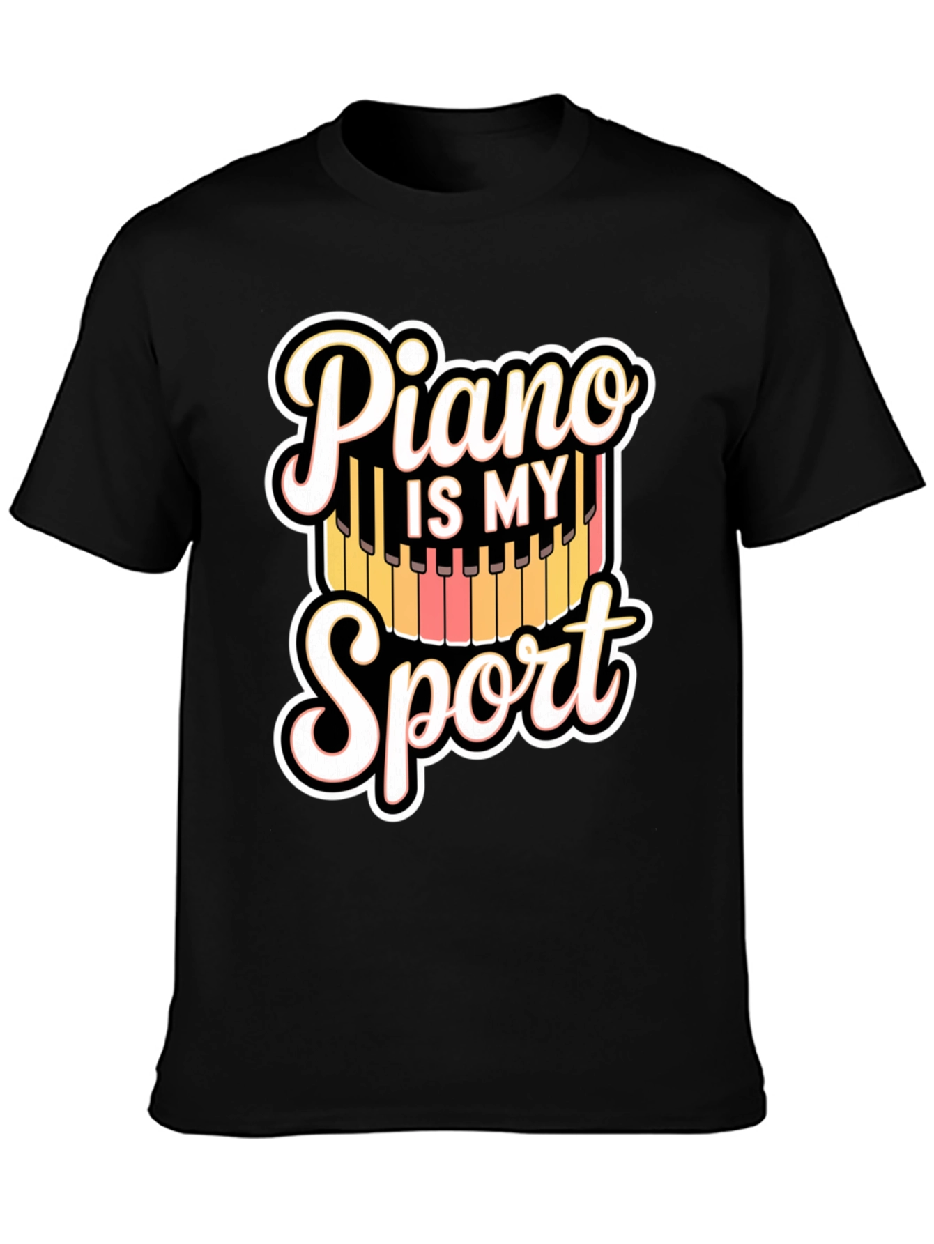 Piano Is My Sport Black T-Shirt