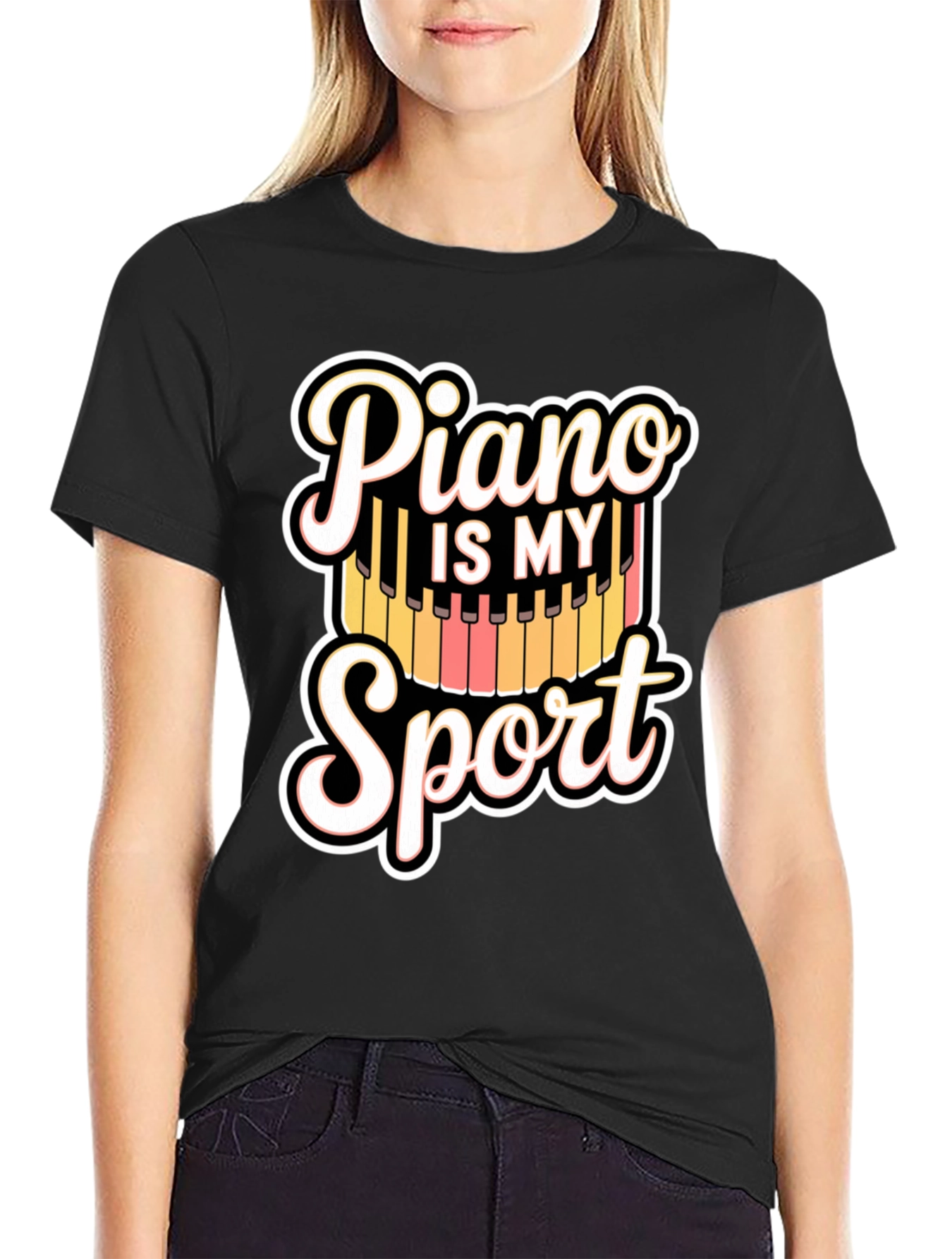 Piano Is My Sport Black T-Shirt