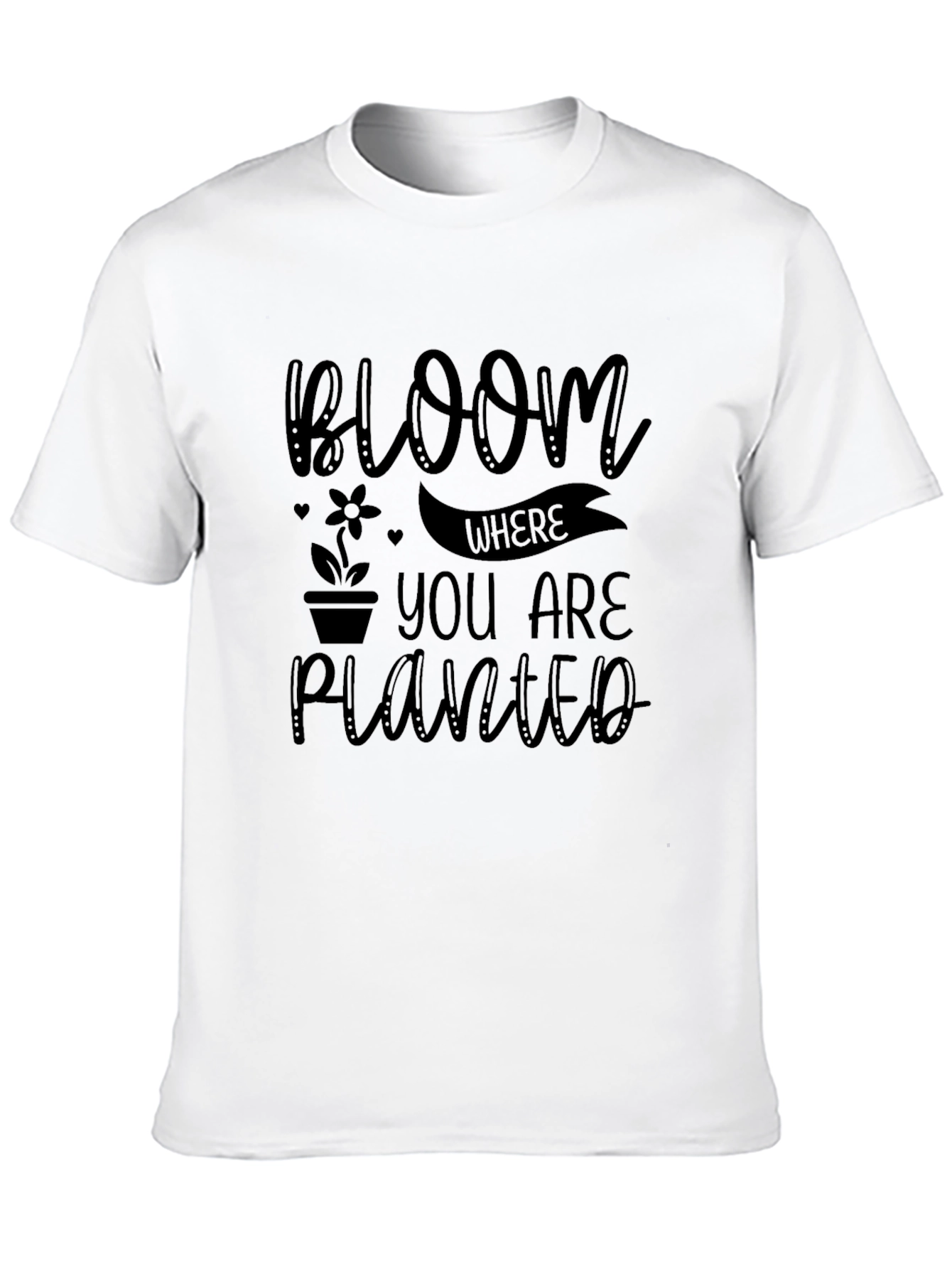 Bloom Where You Are Planted Black Tee
