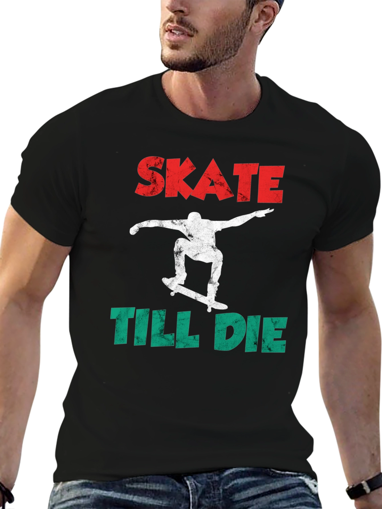 Skate Till Die Graphic Tee - Skateboarder T-Shirt