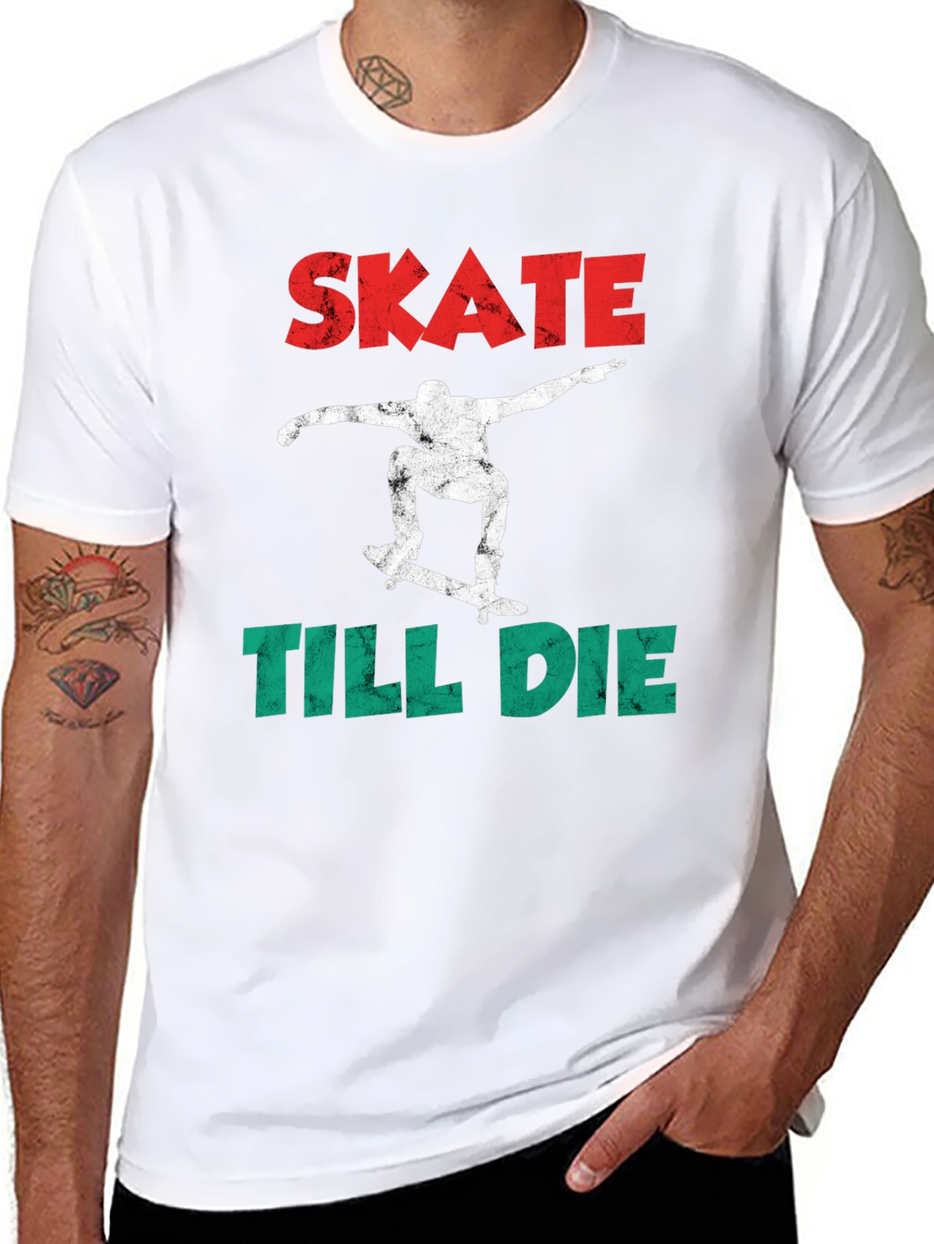 Skate Till Die Graphic Tee - Skateboarder T-Shirt