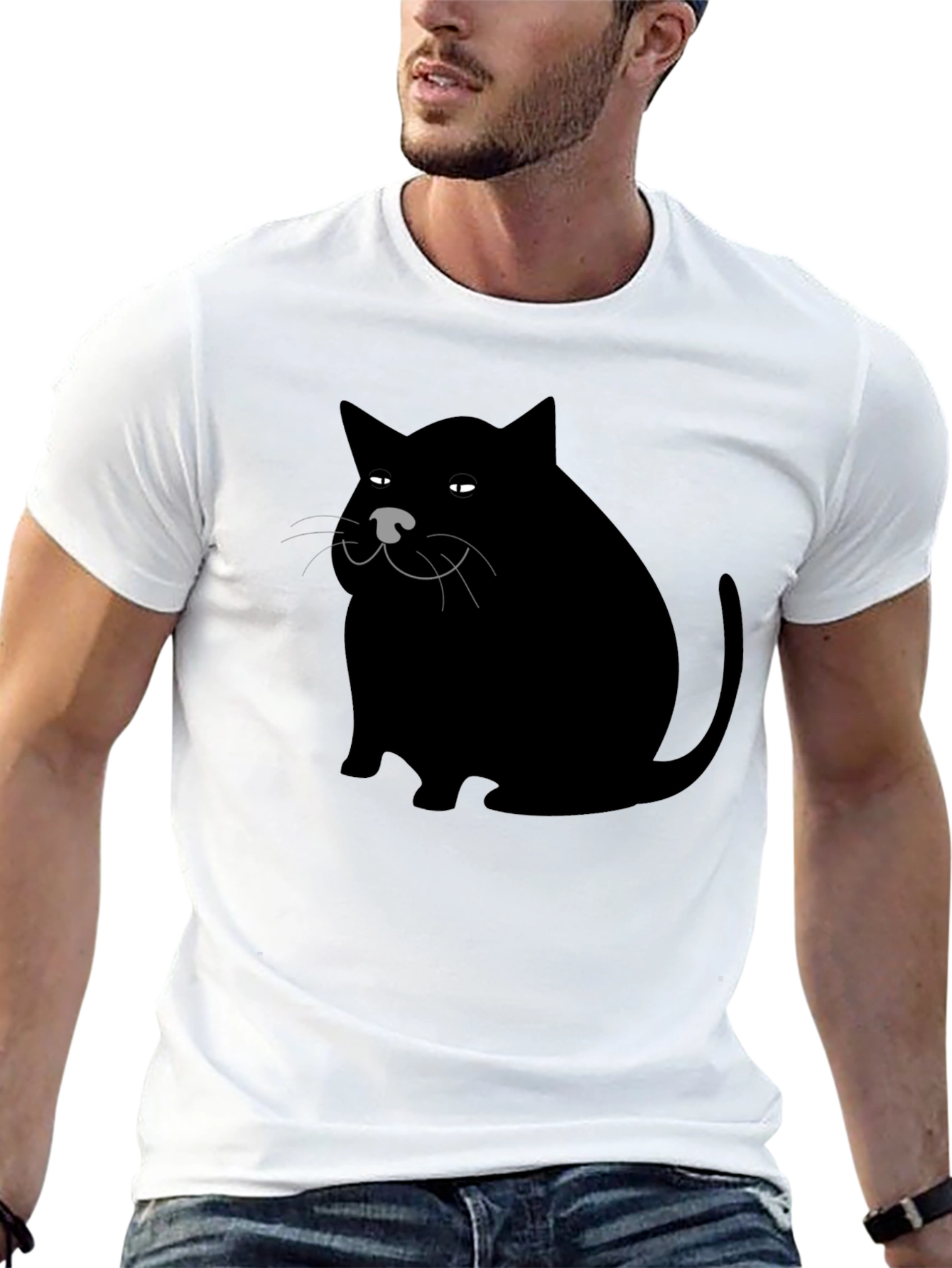 Black Cat Graphic Tee - Mens Black T-Shirt
