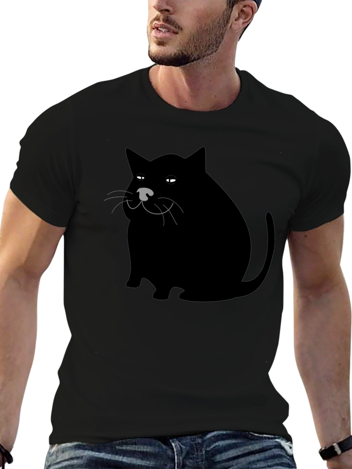 Black Cat Graphic Tee - Mens Black T-Shirt