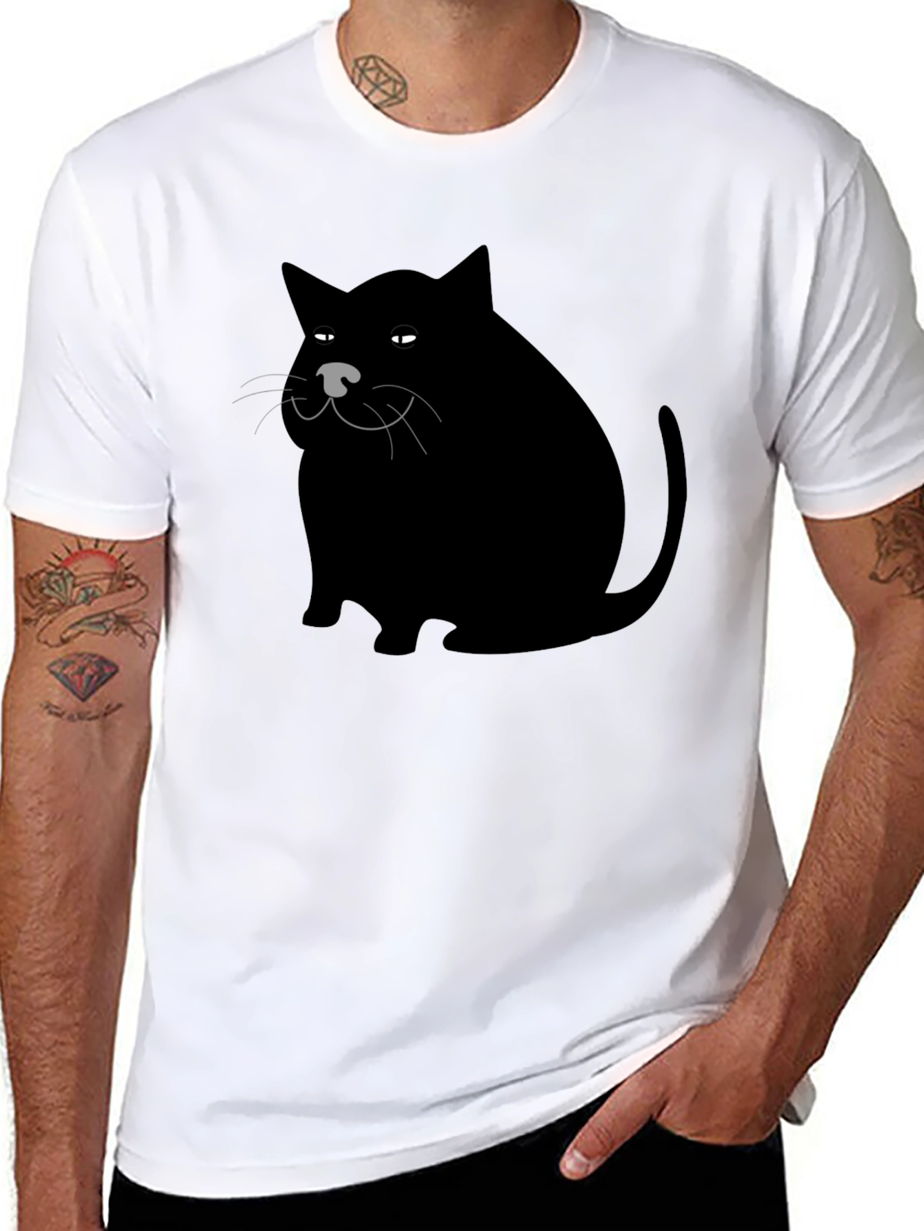 Black Cat Graphic Tee - Mens Black T-Shirt