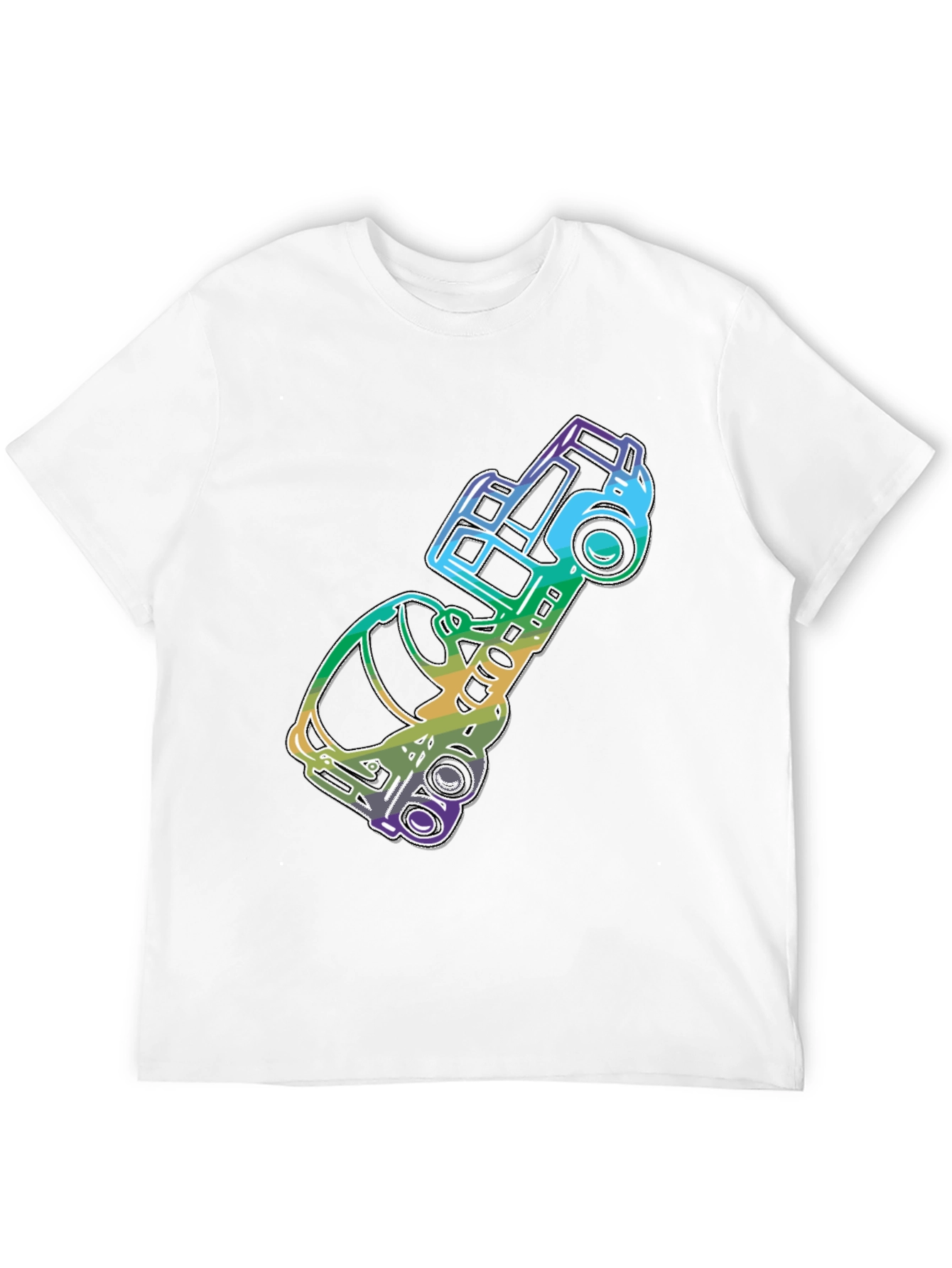 Retro Rainbow Car Graphic Tee - Black
