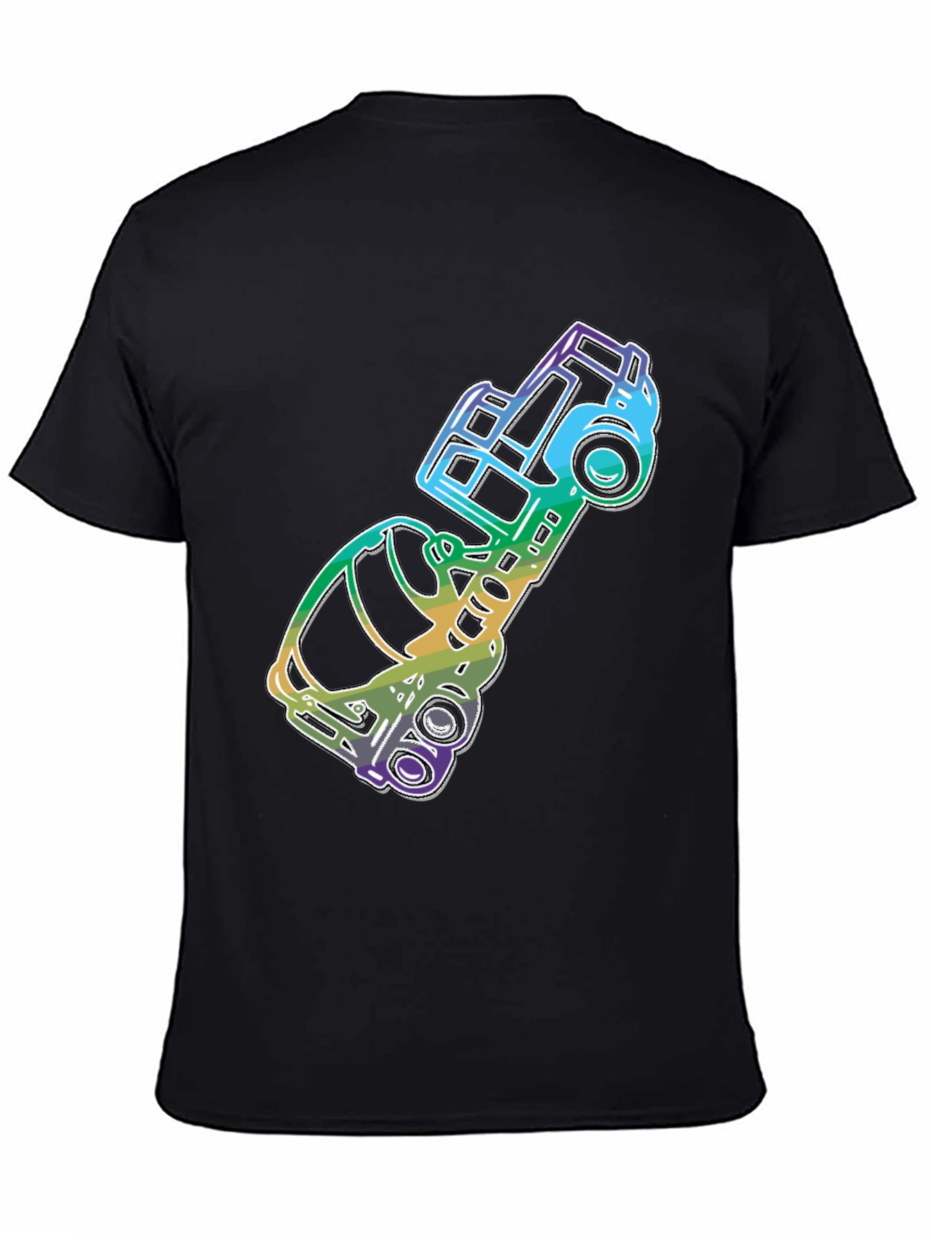 Retro Rainbow Car Graphic Tee - Black