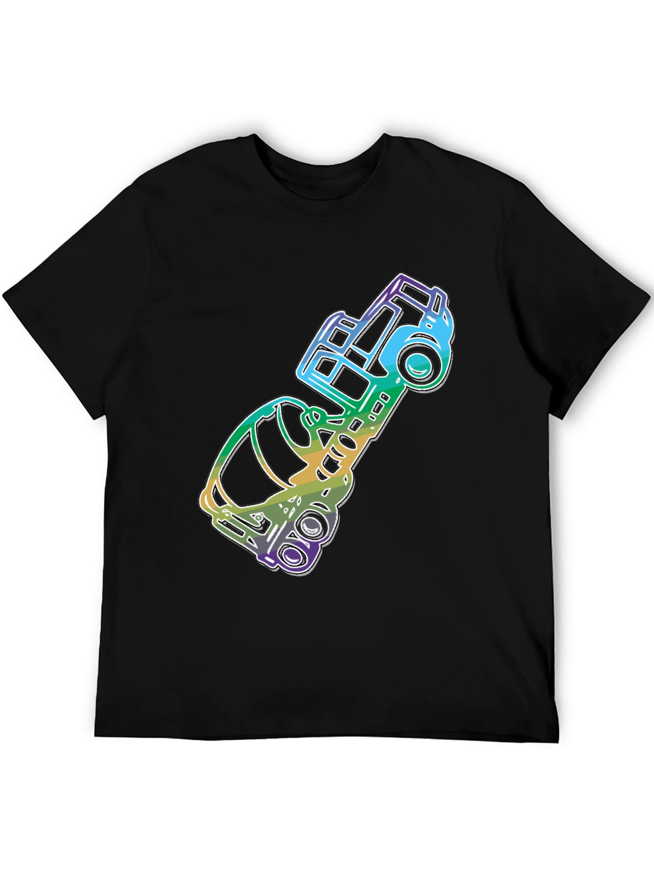 Retro Rainbow Car Graphic Tee - Black