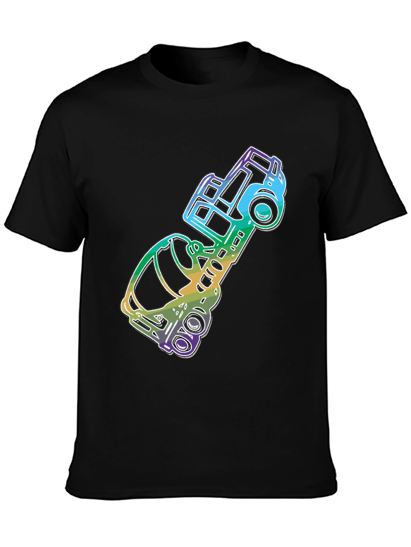 Retro Rainbow Car Graphic Tee - Black