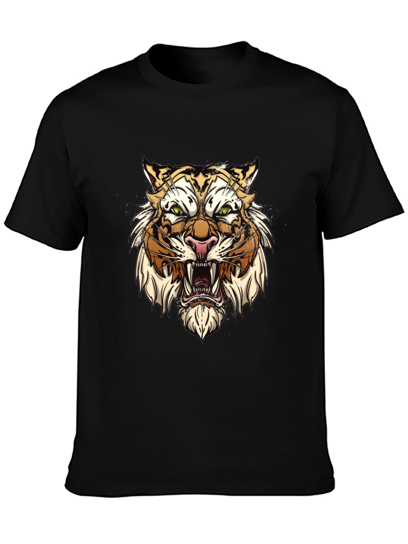 Tiger Graphic Tee - Fierce Animal Print Black T-Shirt