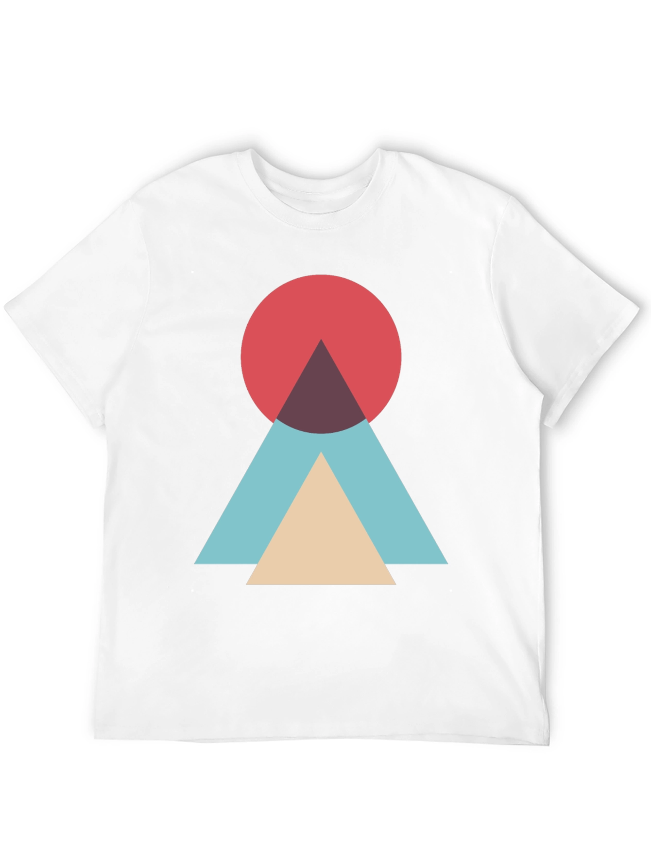 Geometric Circle & Triangle Graphic Tee - Modern Style